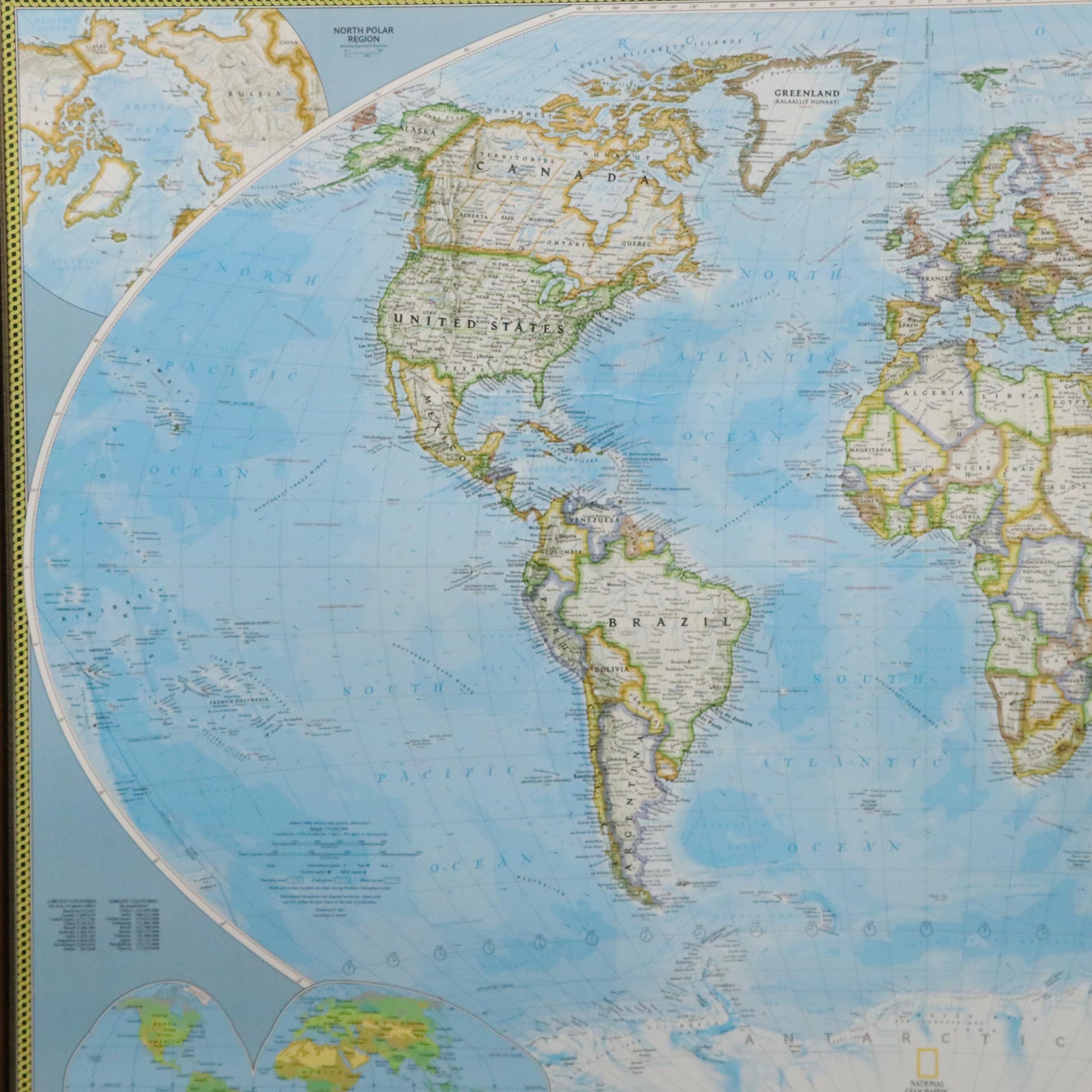 National Geographic Large-Scale Offset Lithograph World Map Poster