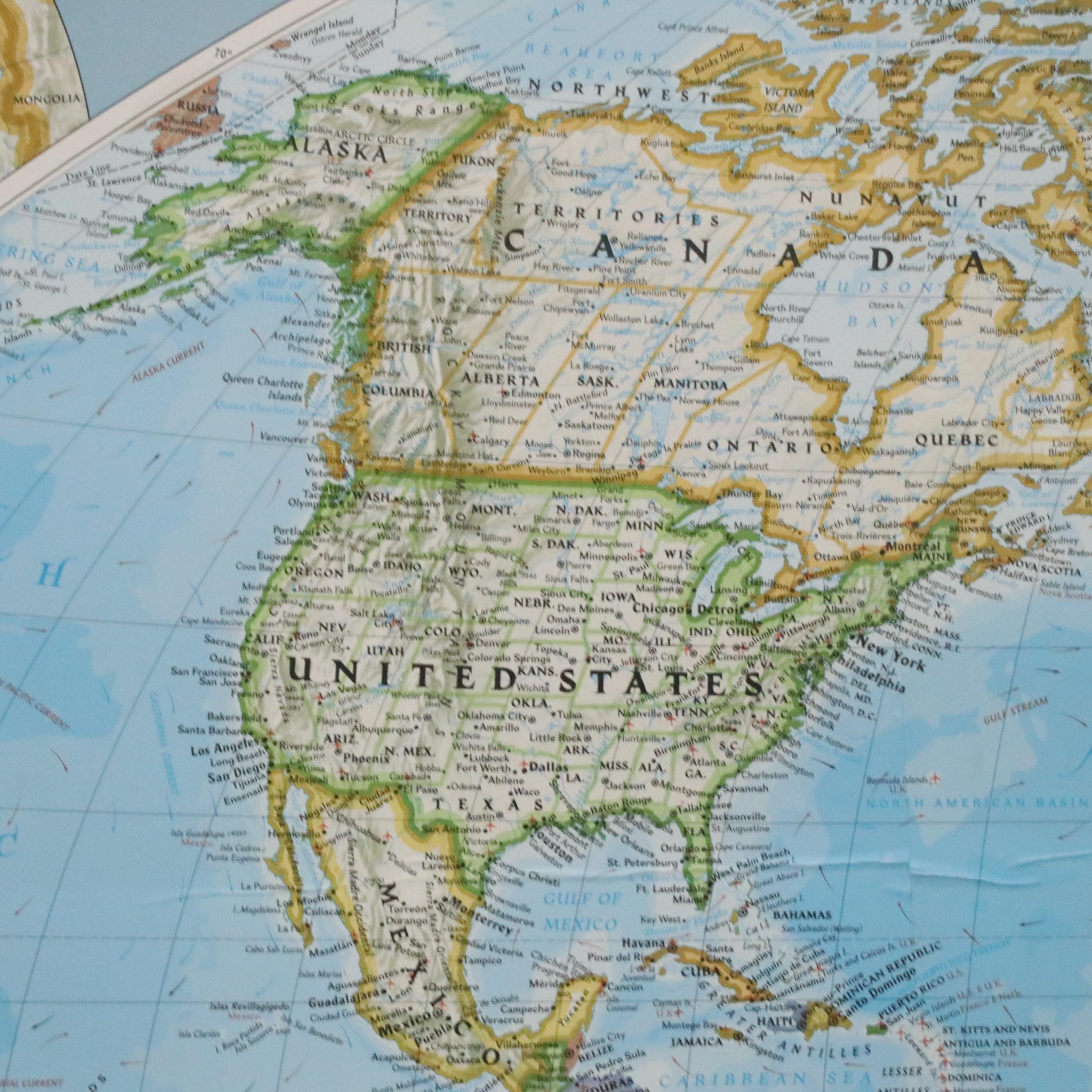 National Geographic Large-Scale Offset Lithograph World Map Poster