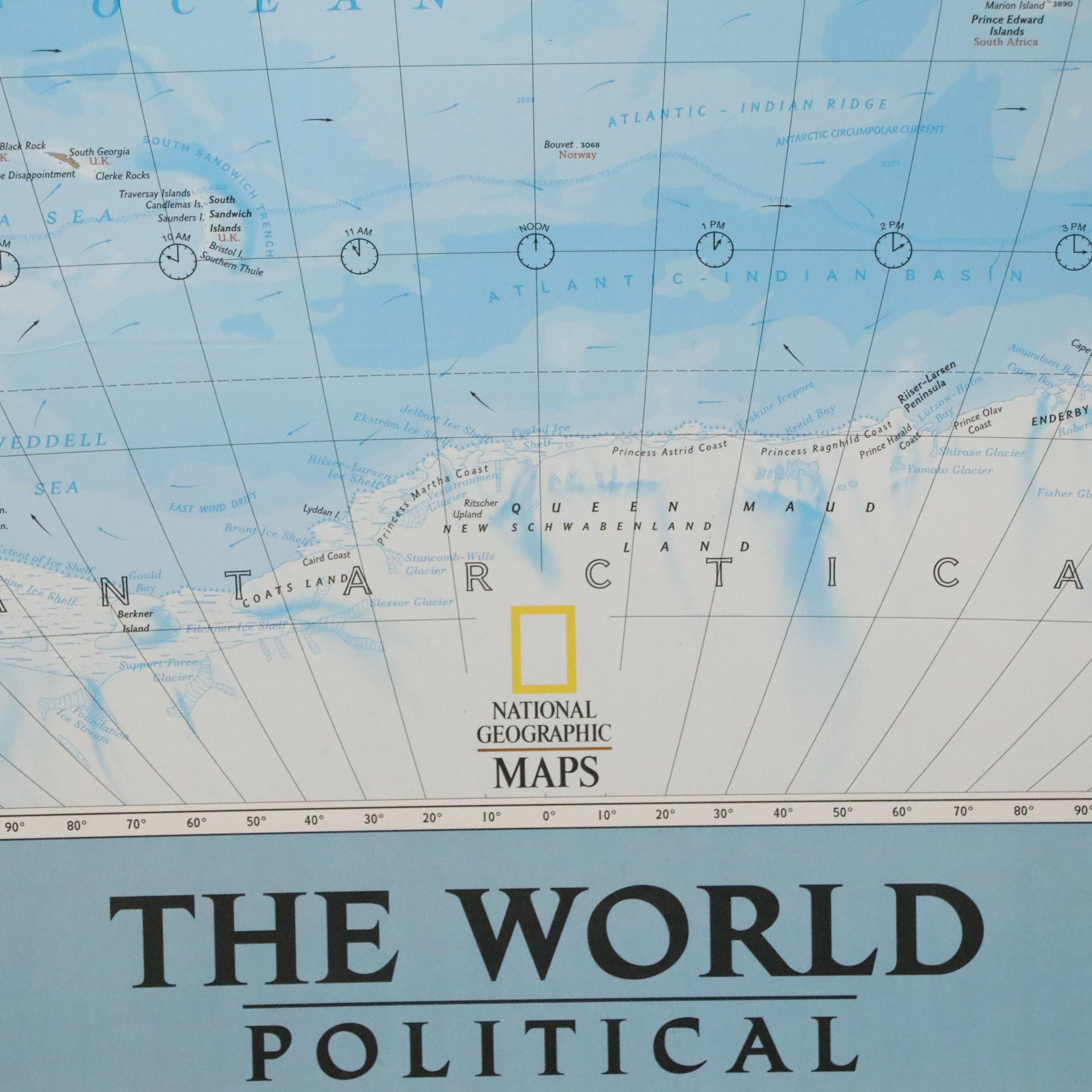 National Geographic Large-Scale Offset Lithograph World Map Poster