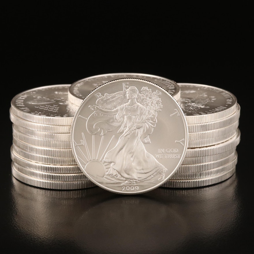 U.S. Mint Tube of 2009 $1 American Silver Eagle Bullion Coins