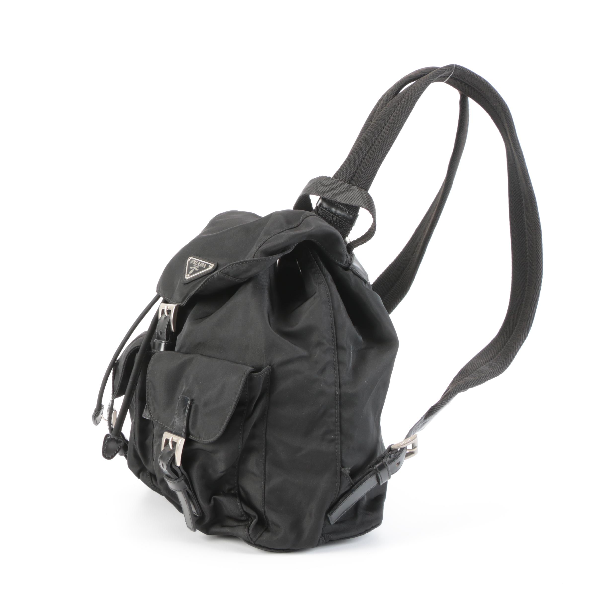 Prada Small Backpack in Black Tessuto Nylon and Smooth Leather
