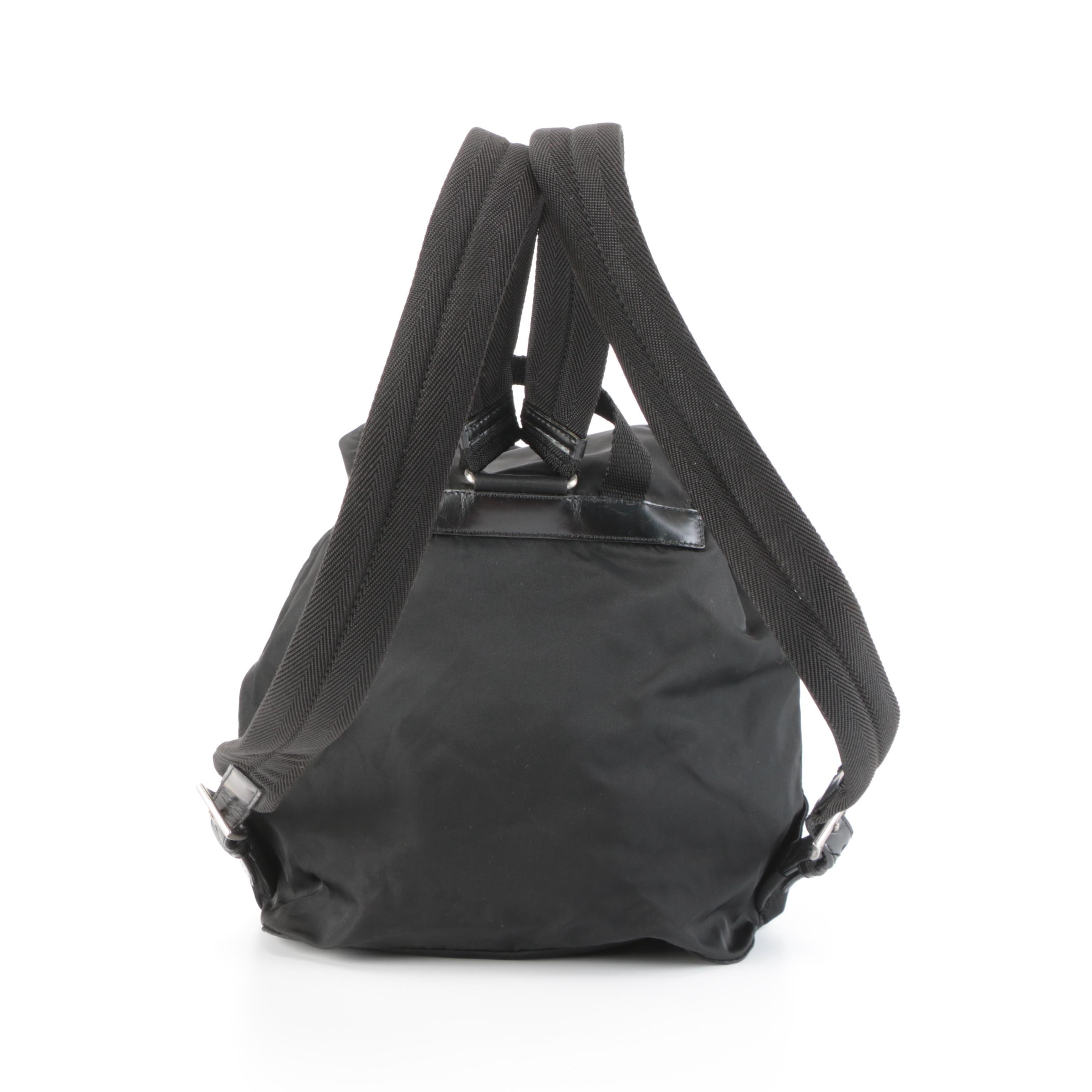 Prada Small Backpack in Black Tessuto Nylon and Smooth Leather
