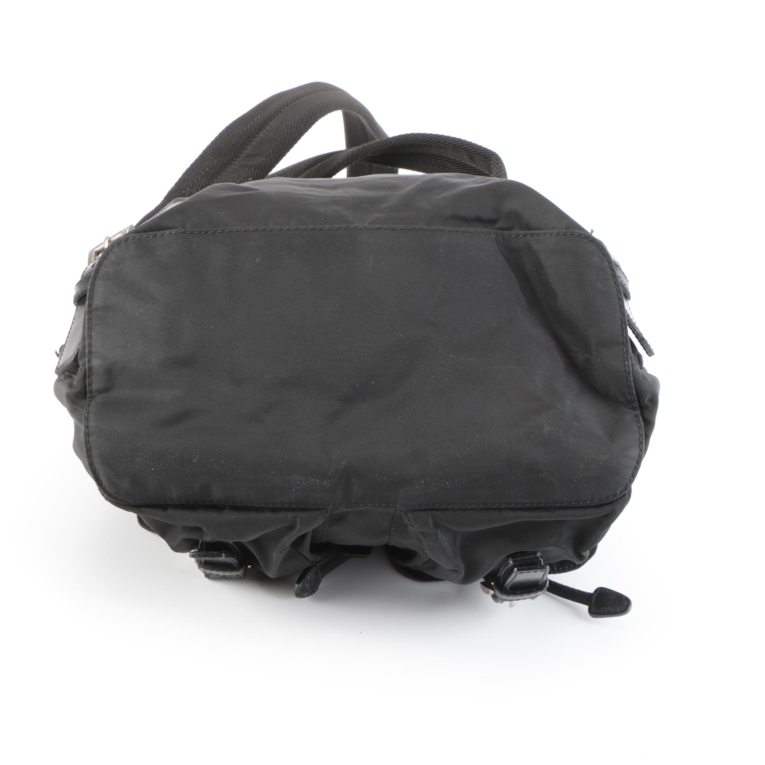 Prada Small Backpack in Black Tessuto Nylon and Smooth Leather