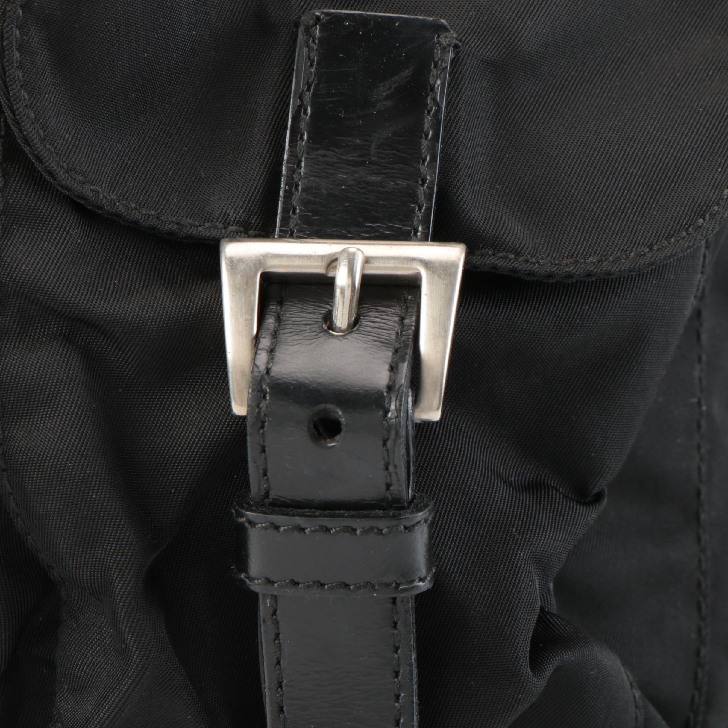 Prada Small Backpack in Black Tessuto Nylon and Smooth Leather