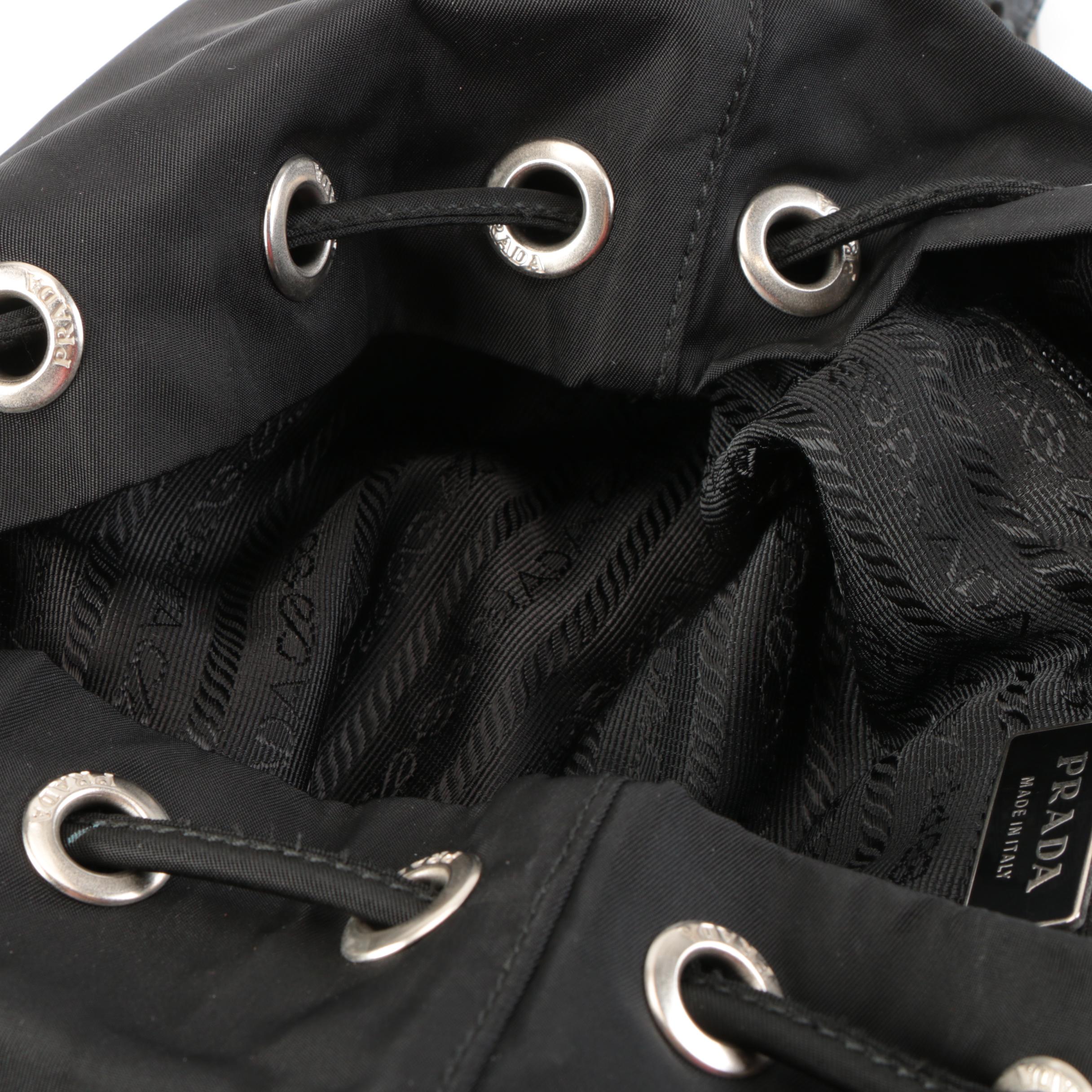 Prada Small Backpack in Black Tessuto Nylon and Smooth Leather
