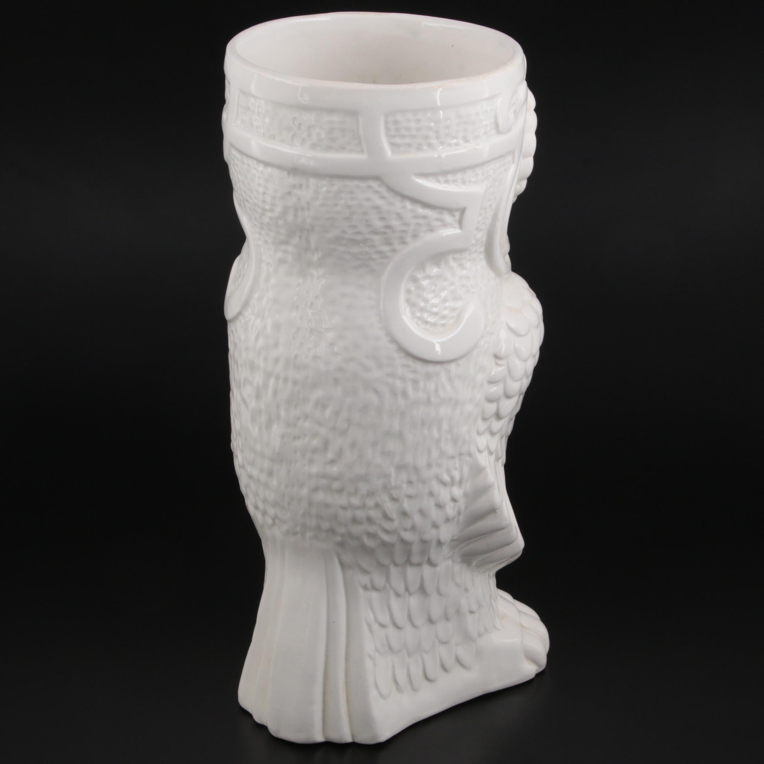 Ceramic Owl Form Umbrella Stand, Late 20th Century