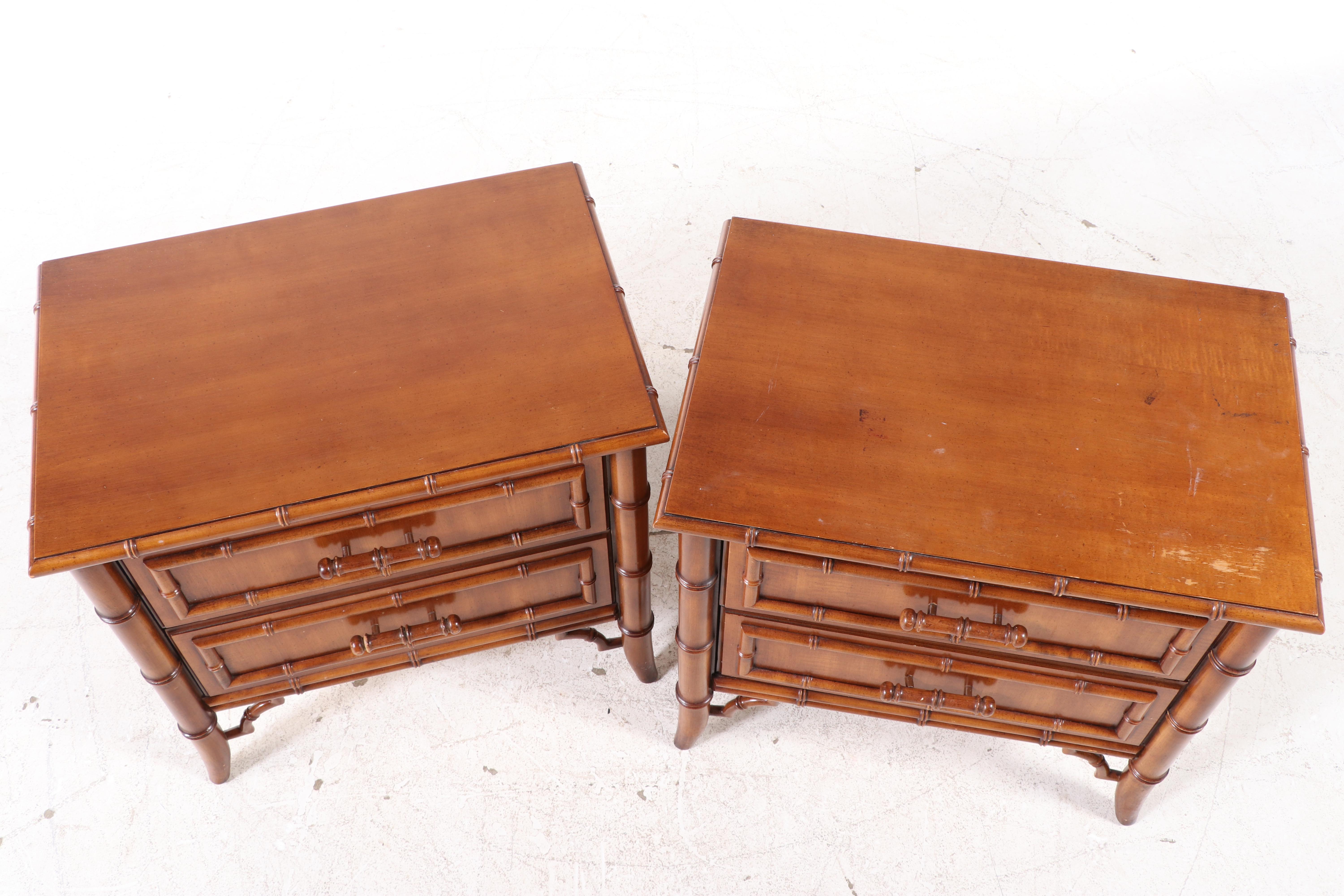 Pair of Dixie "Aloha" Faux Bamboo Nightstands, Mid to Late 20th Century