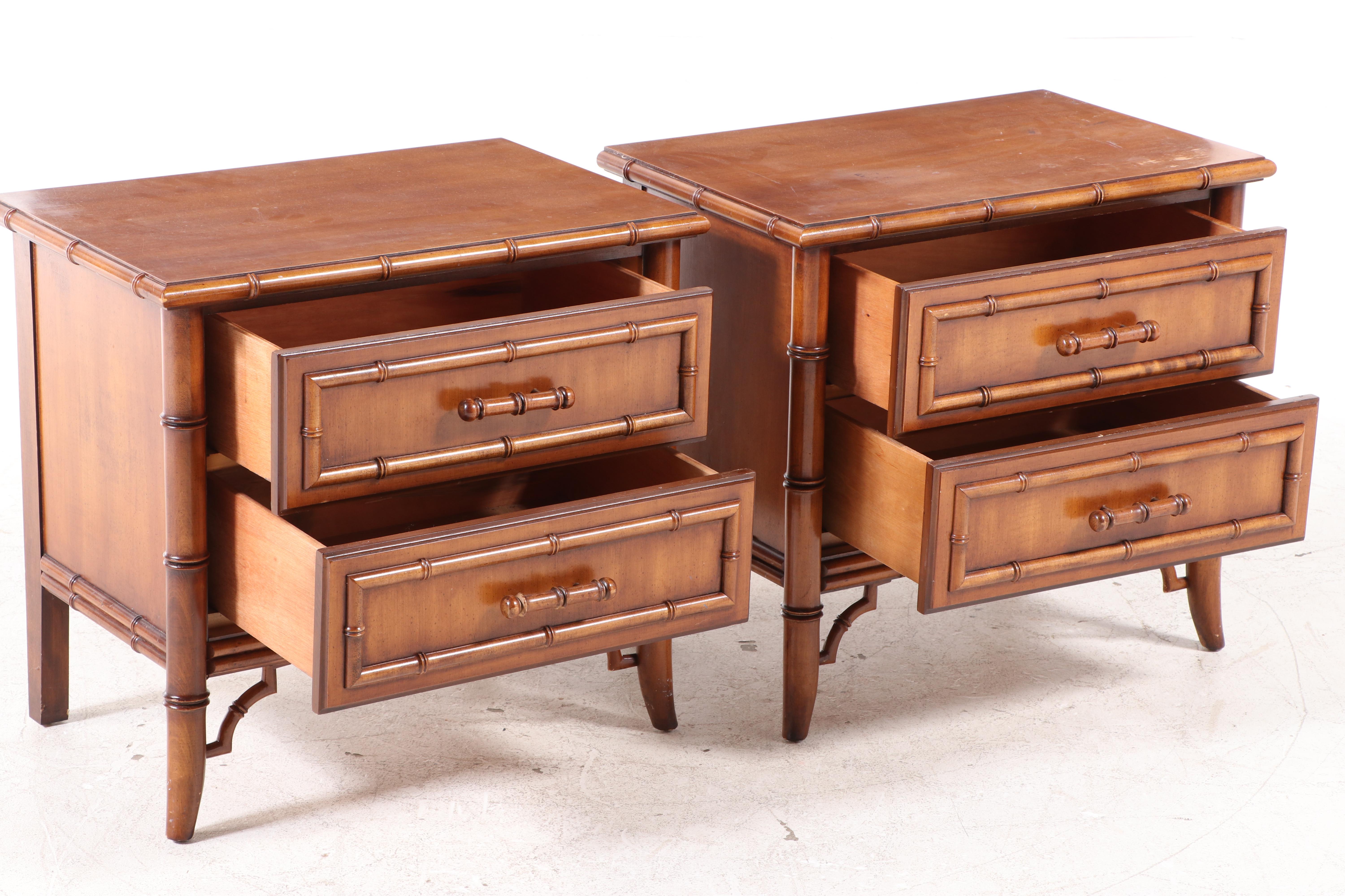 Pair of Dixie "Aloha" Faux Bamboo Nightstands, Mid to Late 20th Century
