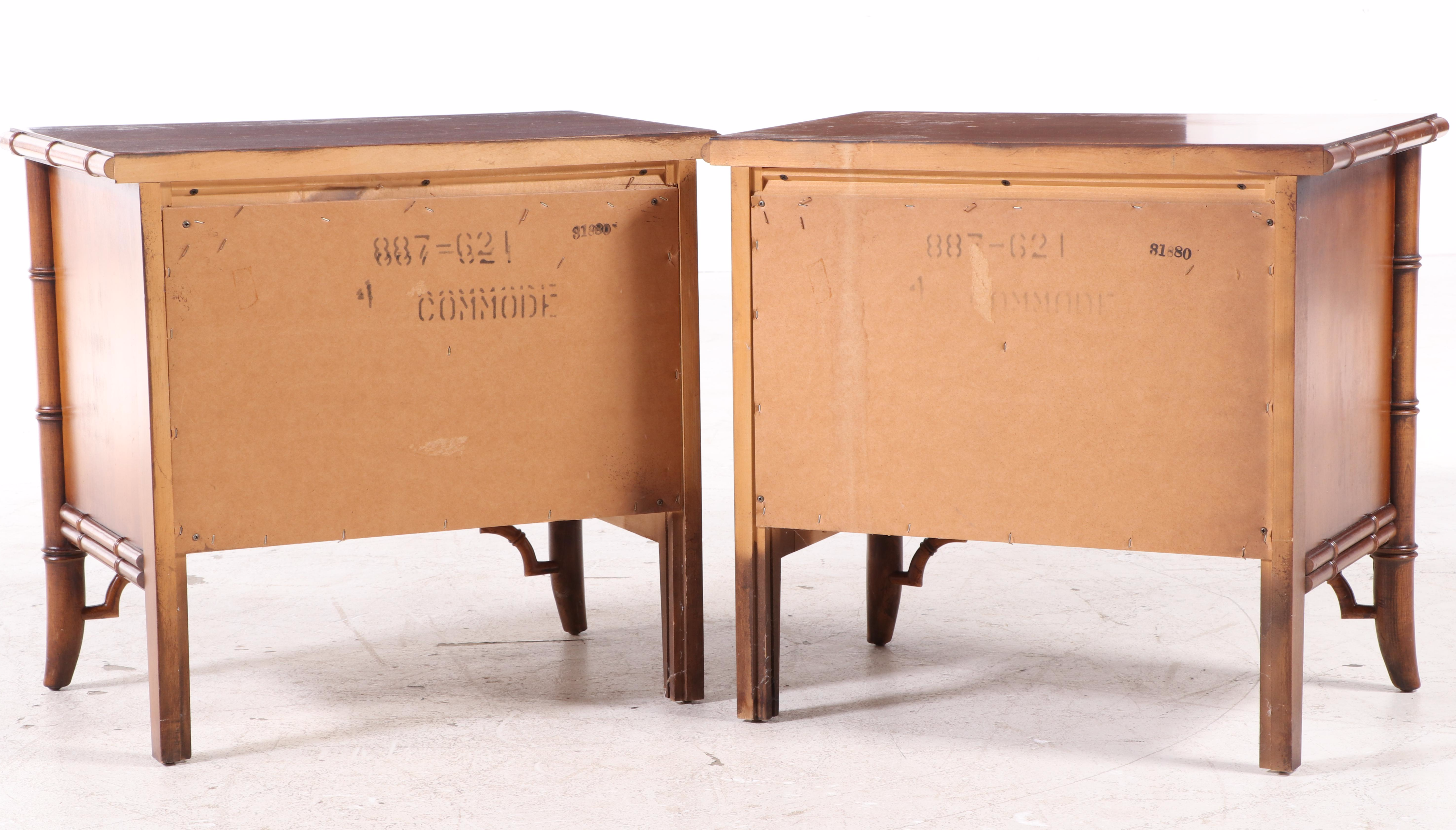 Pair of Dixie "Aloha" Faux Bamboo Nightstands, Mid to Late 20th Century