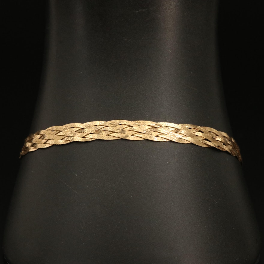 18K Gold Braided Herringbone Bracelet