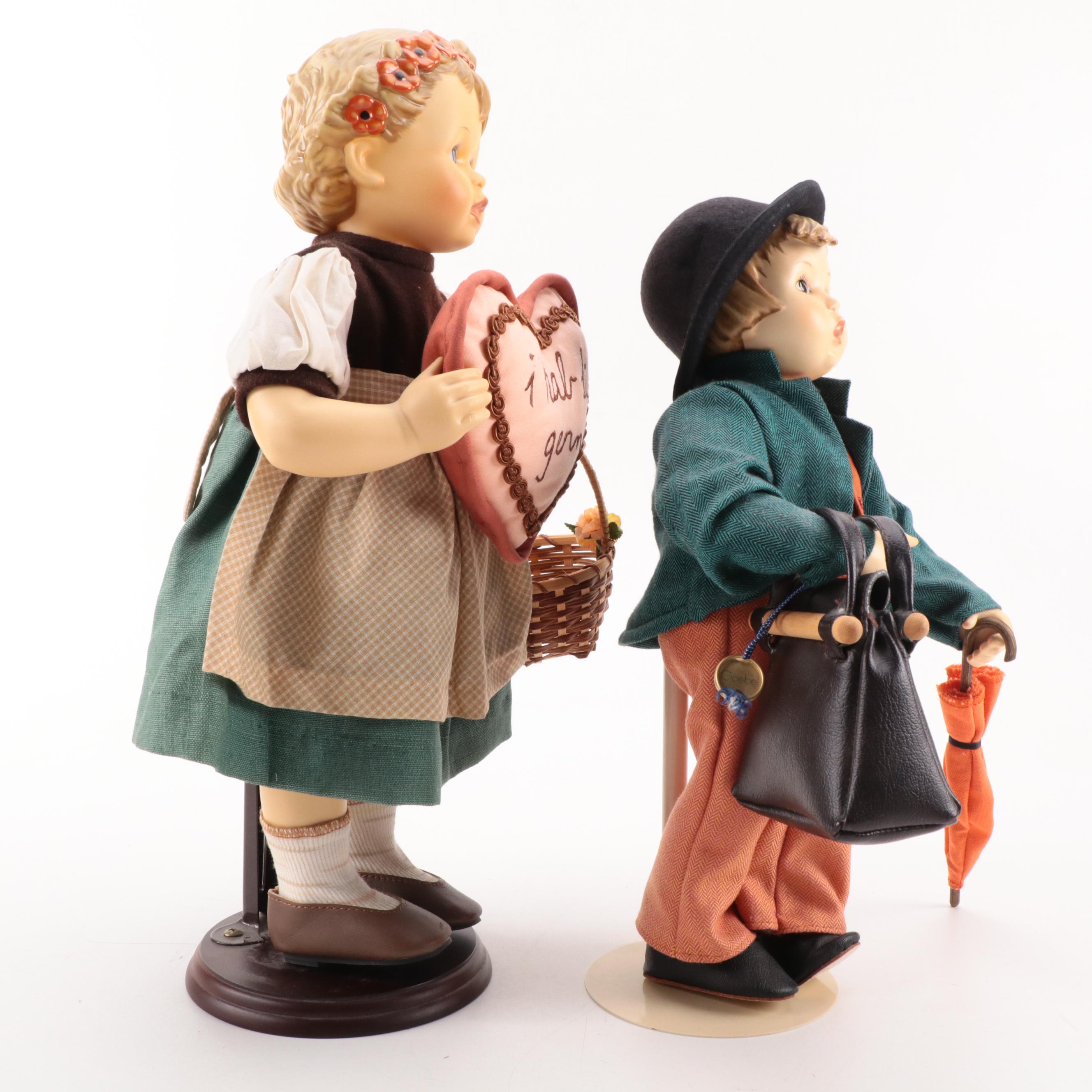 Goebel Hummel "Merry Wanderer" and "Valentine Gift" Porcelain Dolls