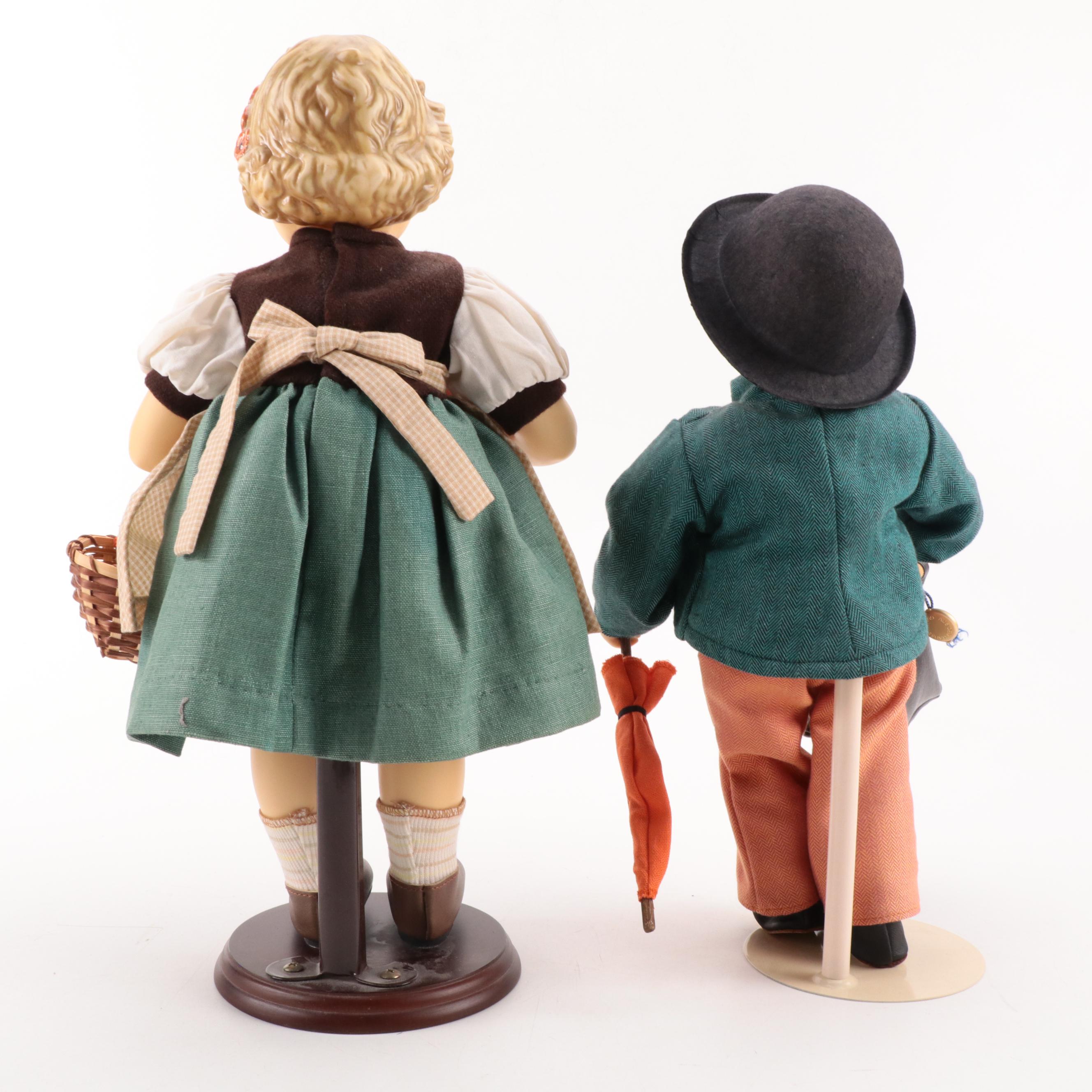 Goebel Hummel "Merry Wanderer" and "Valentine Gift" Porcelain Dolls