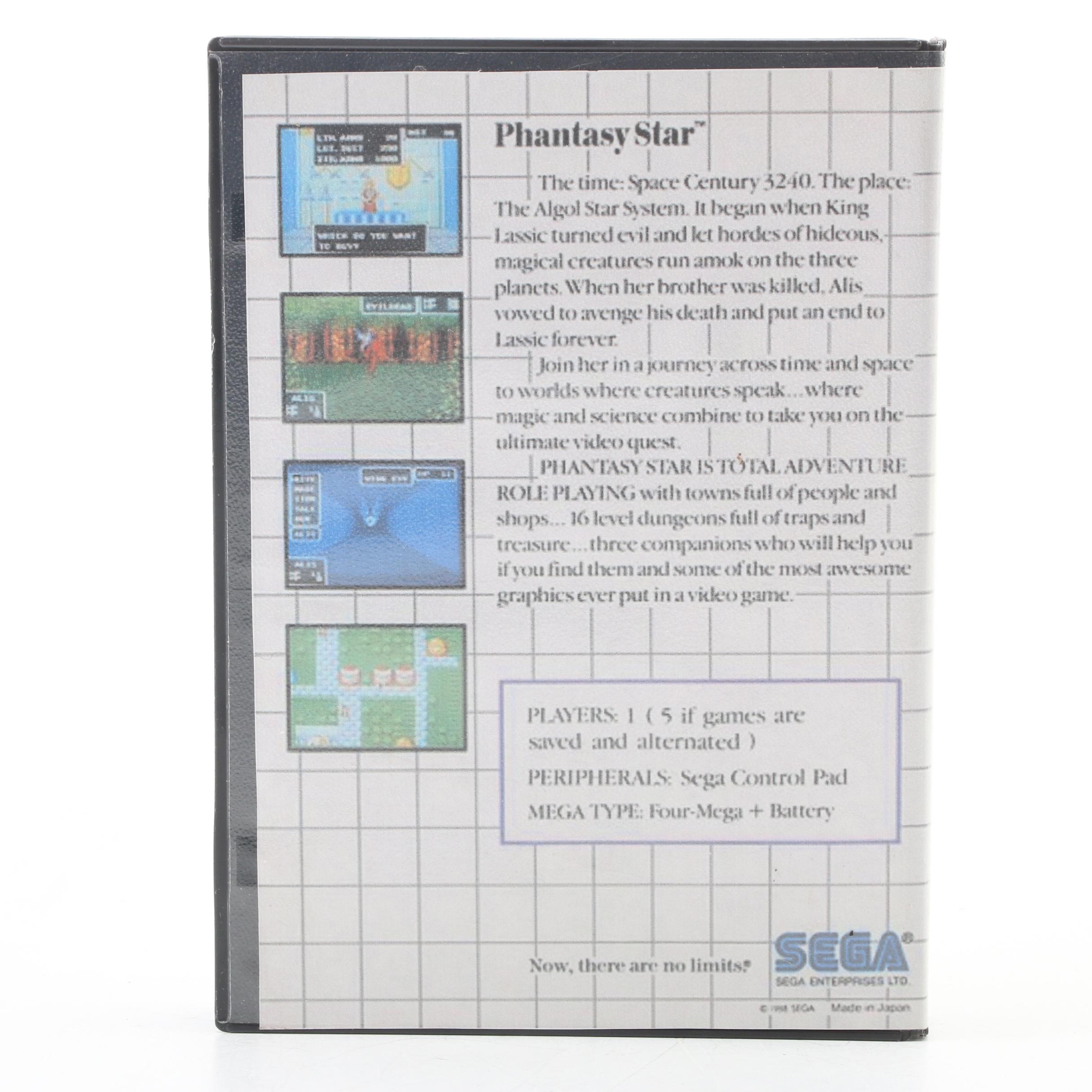 SEGA "Phantasy Star" Game Cartridge, 1980s