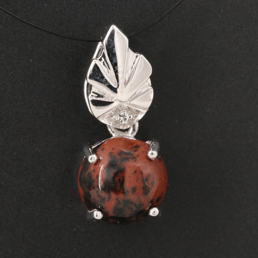 Sterling Silver Mahogany Obsidian and Topaz Pendant