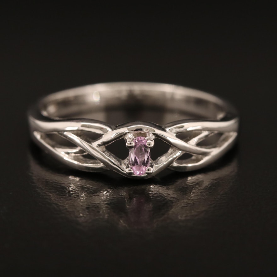 Sterling Kunzite Braided Openwork Band