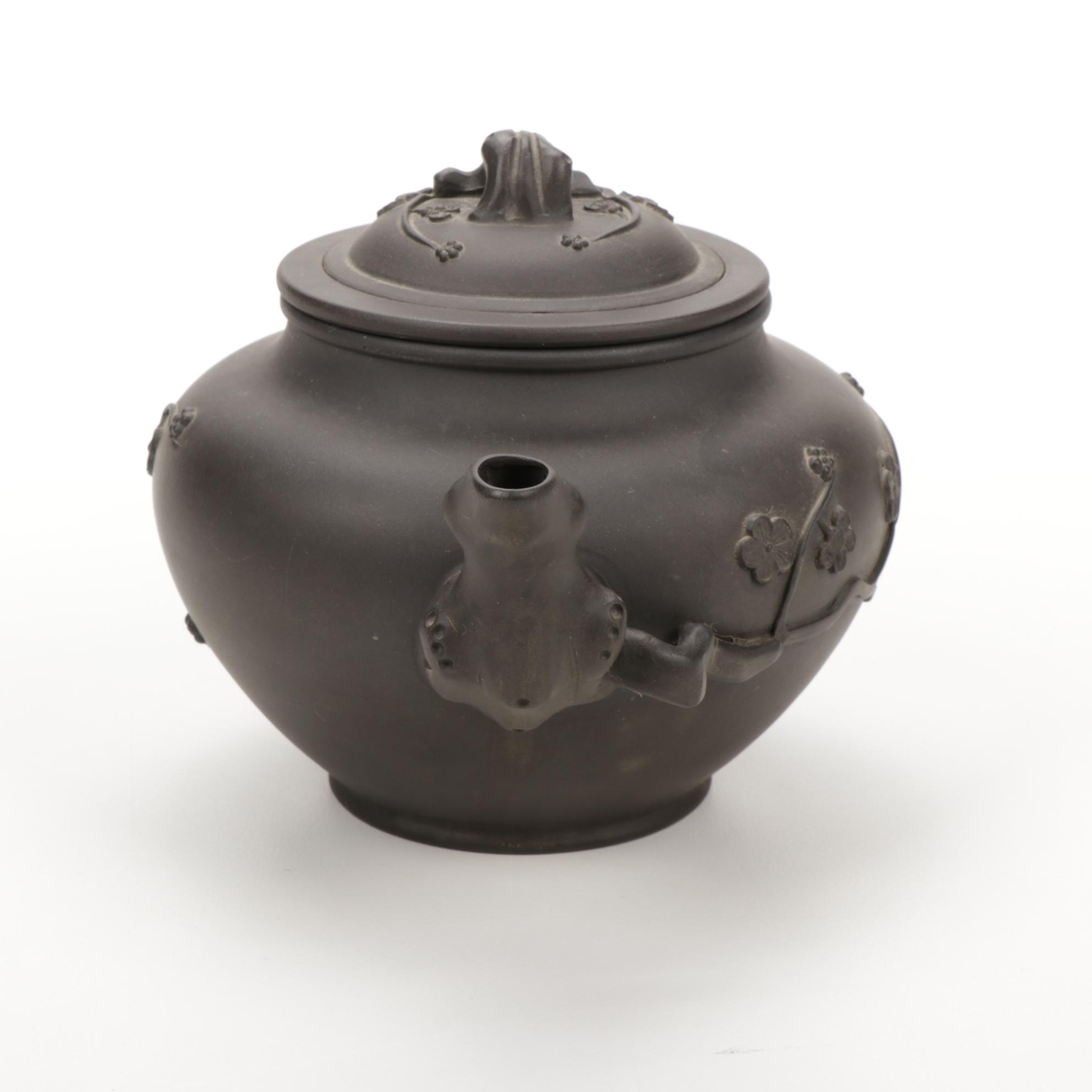 Asian Black Pottery Teapot and Teacup Set