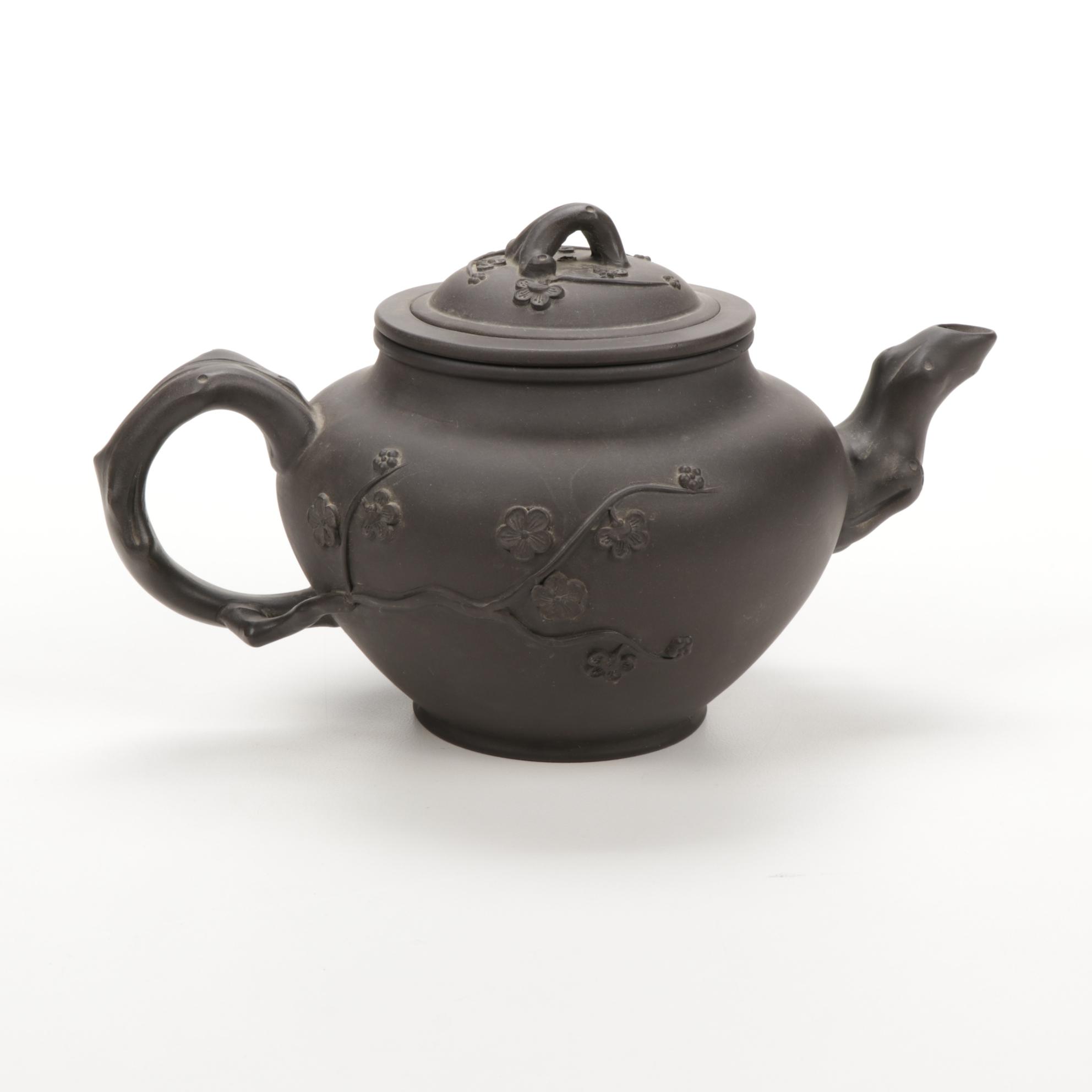 Asian Black Pottery Teapot and Teacup Set