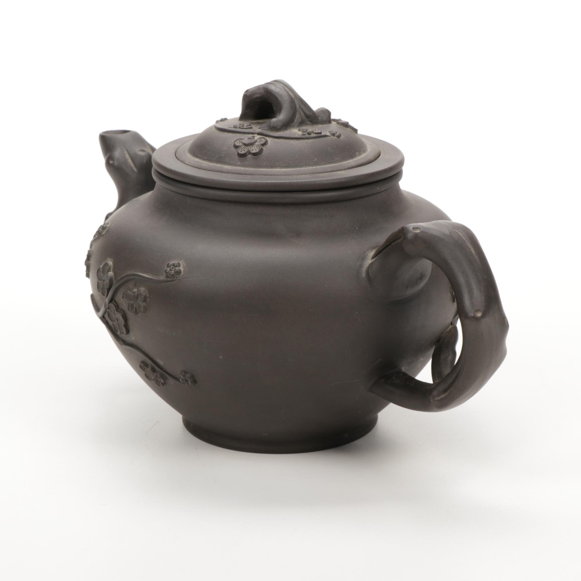 Asian Black Pottery Teapot and Teacup Set