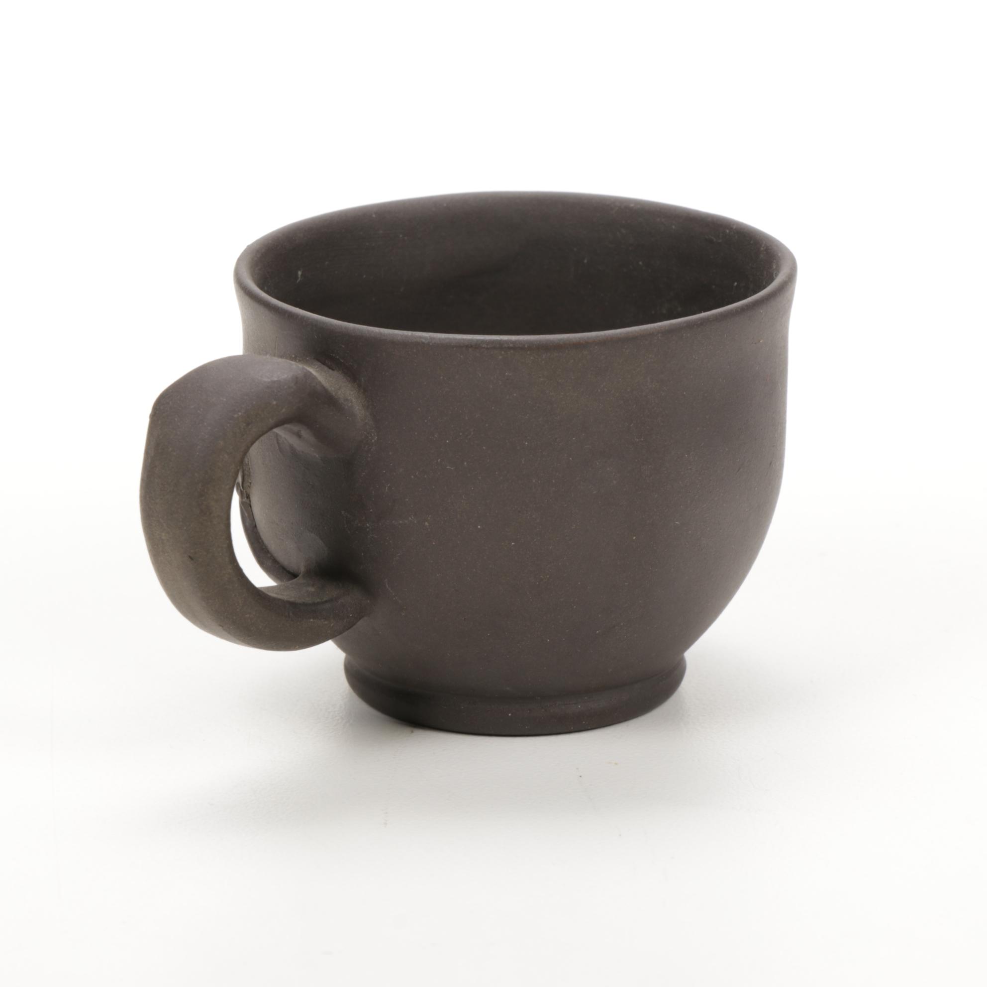 Asian Black Pottery Teapot and Teacup Set