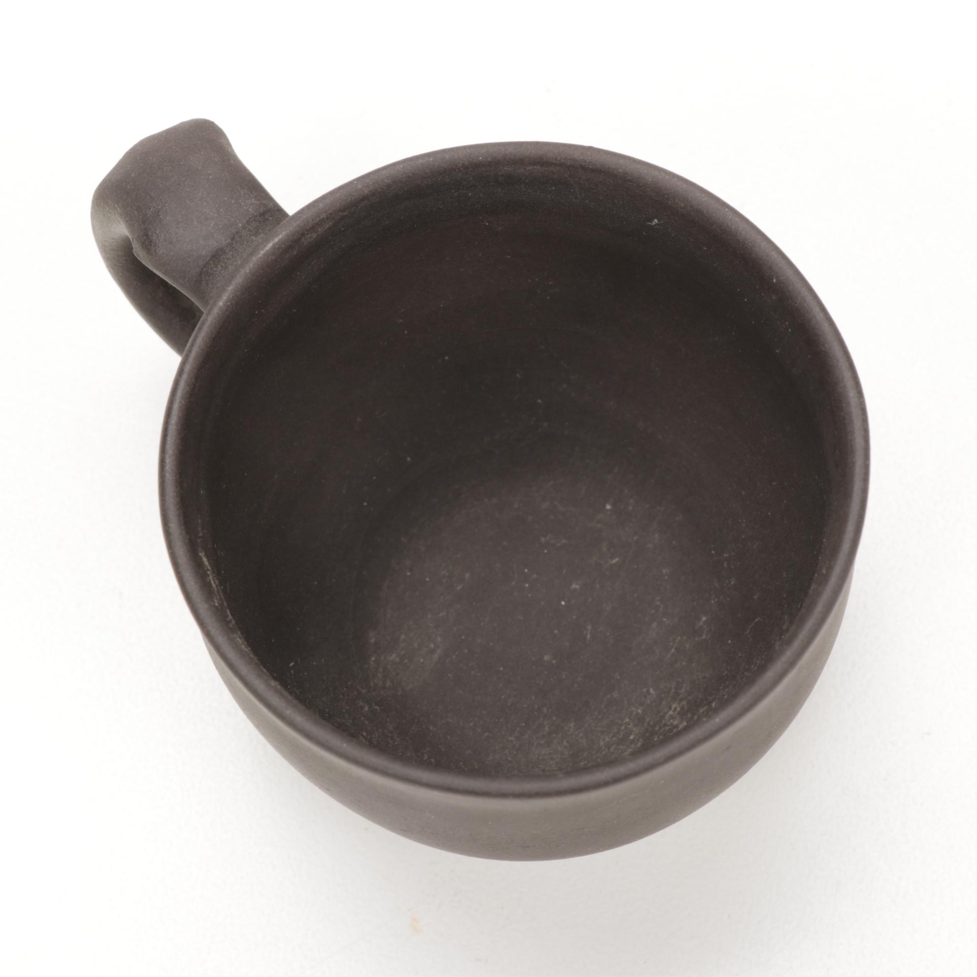 Asian Black Pottery Teapot and Teacup Set