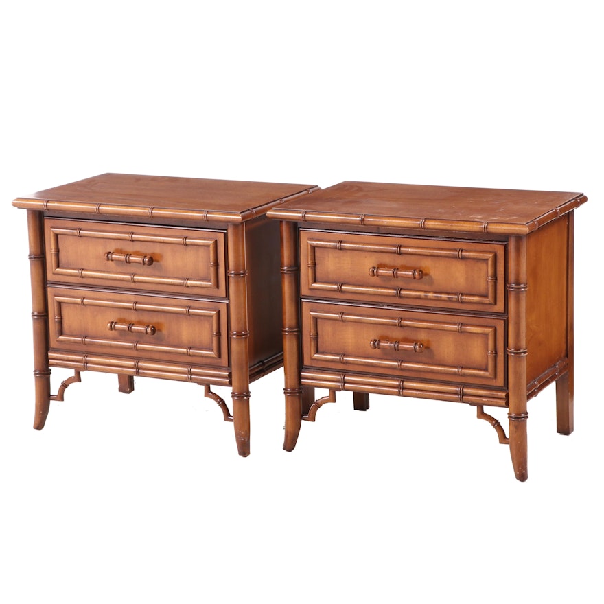 Pair of Dixie "Aloha" Faux Bamboo Nightstands, Mid to Late 20th Century