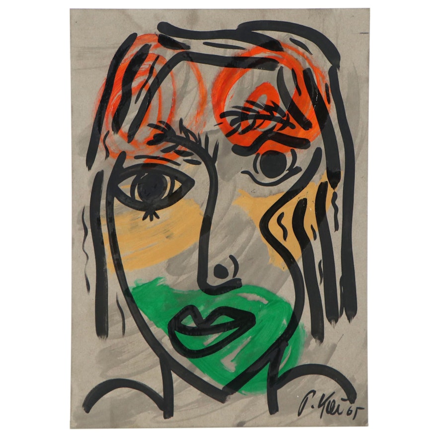 Peter Keil Abstract Mixed Media Portrait, 1965