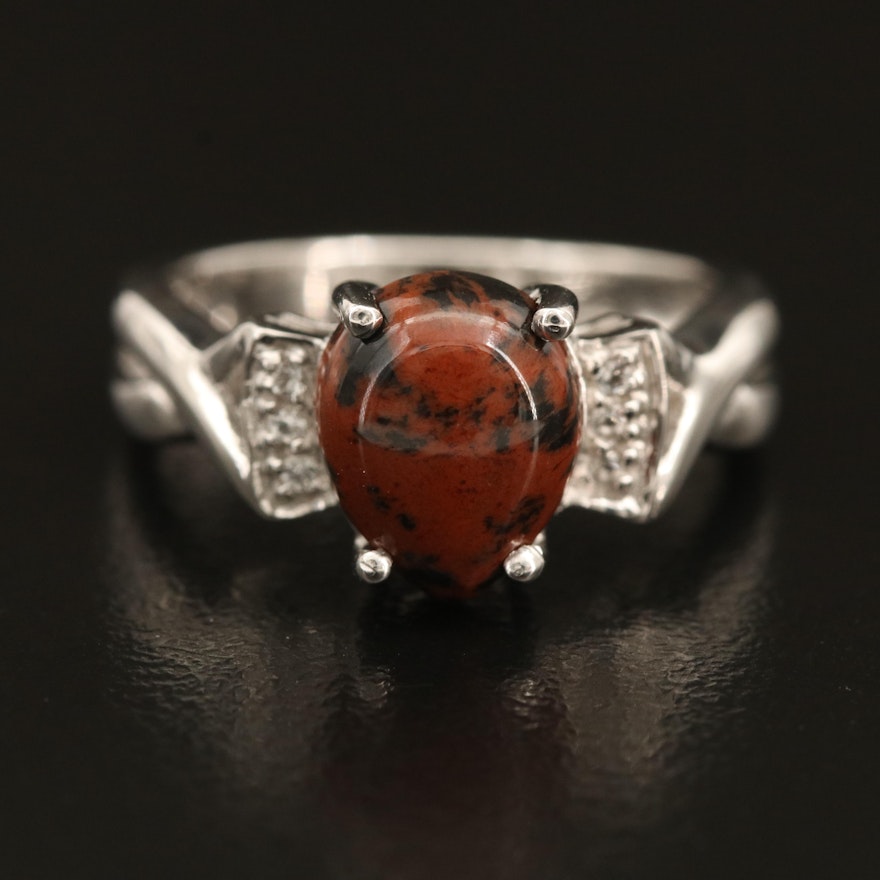 Sterling Mahogany Obsidian and Topaz Ring