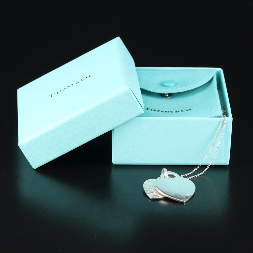 Tiffany & Co. Sterling Heart Pendant Necklace Featuring "Tiffany Notes" Pendant