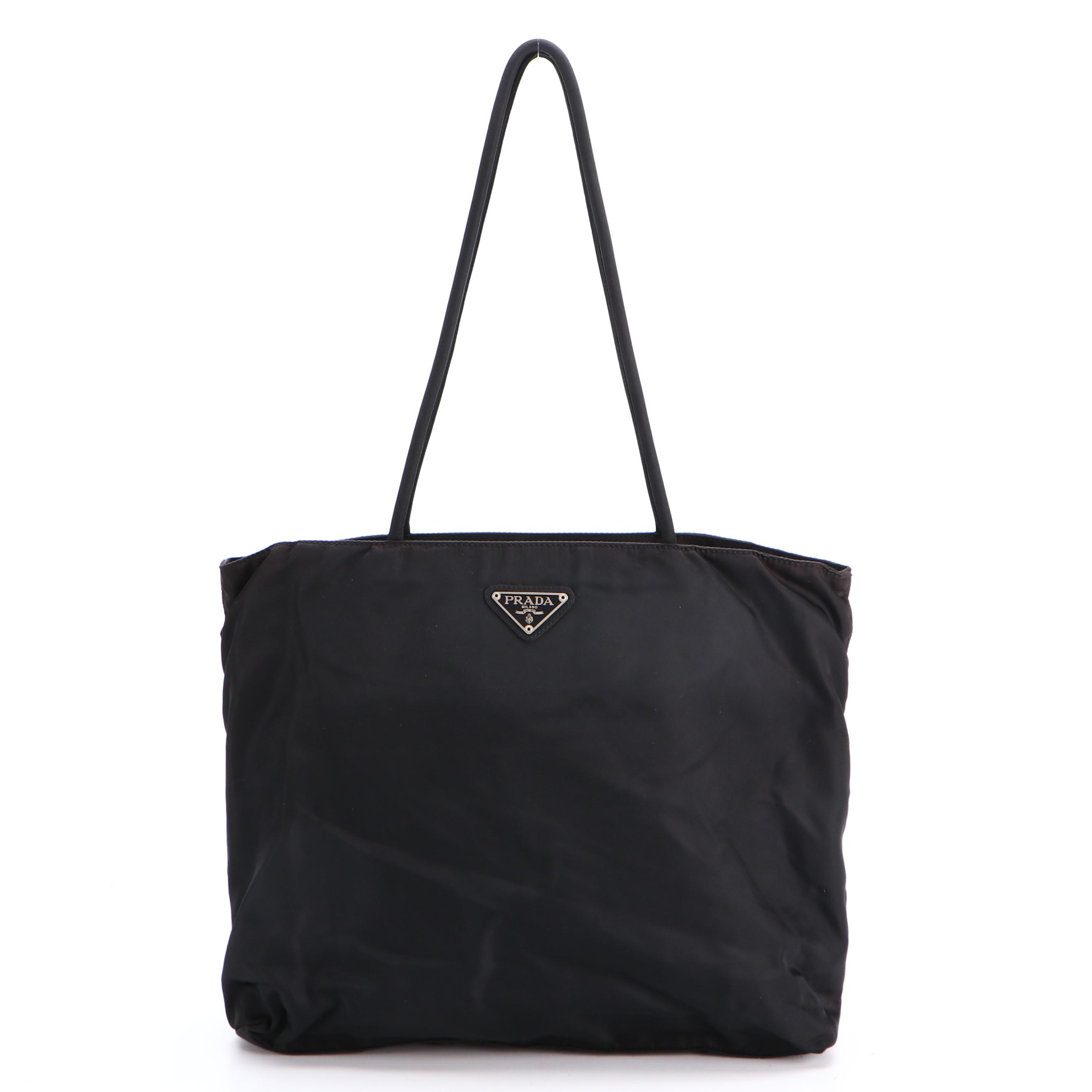 Prada Shoulder Bag in Black Tessuto Nylon with Cord Straps