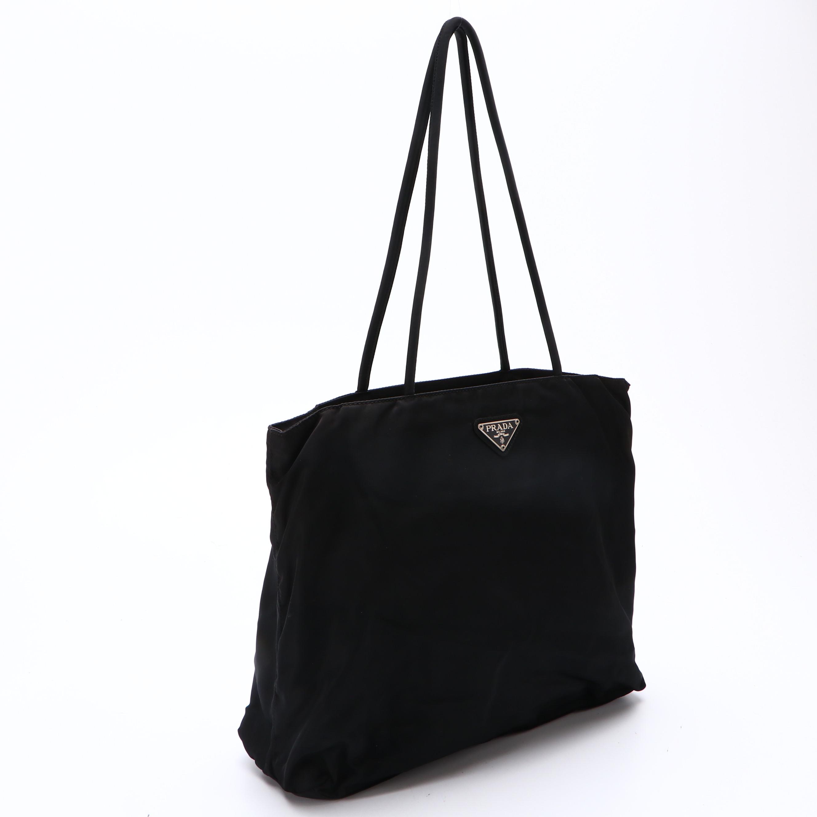 Prada Shoulder Bag in Black Tessuto Nylon with Cord Straps