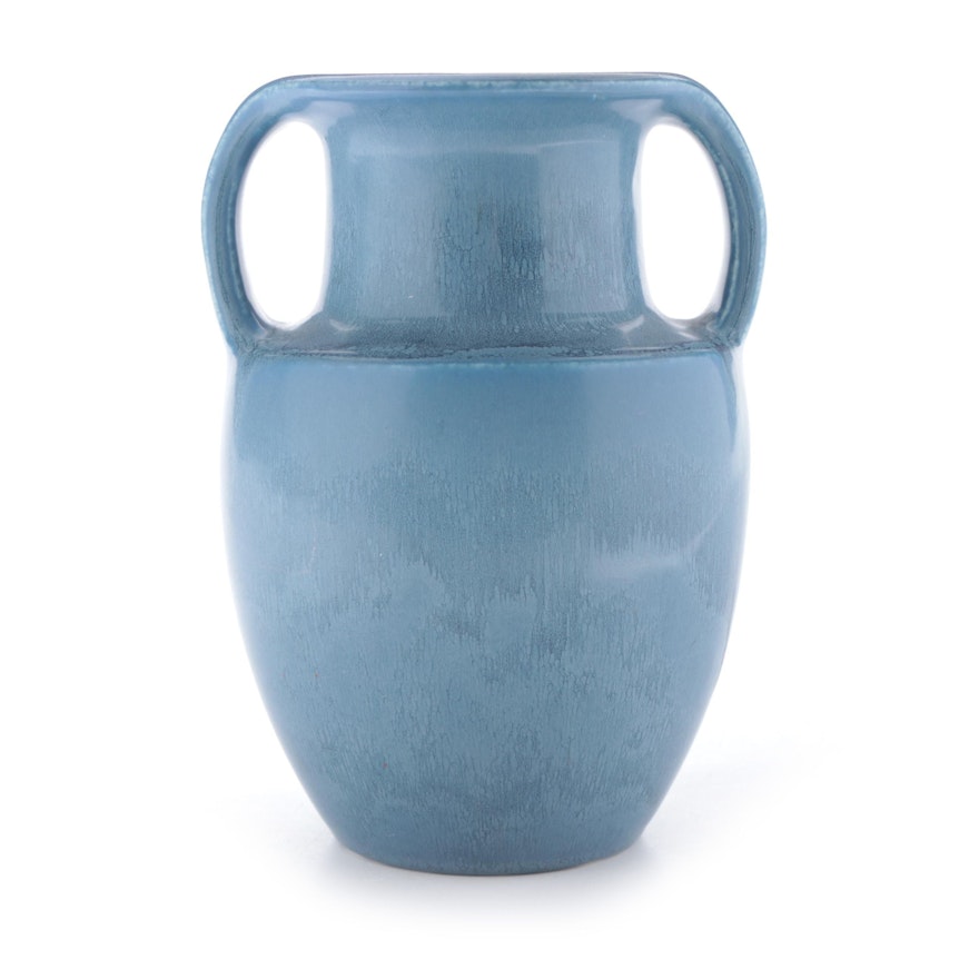 Rookwood Pottery Matte Blue Drip Glaze Ceramic Vase, 1927