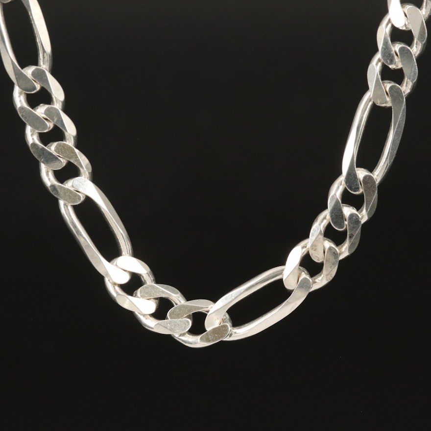 Sterling Italian Figaro Chain Necklace