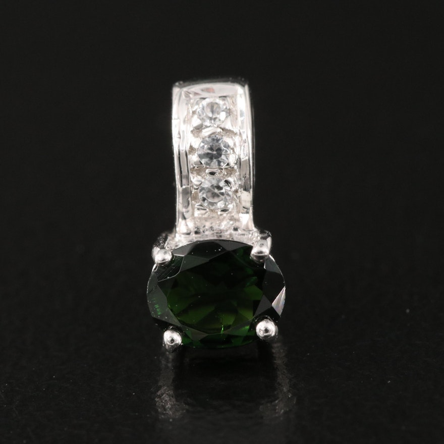 Sterling Silver Tourmaline and Zircon Pendant