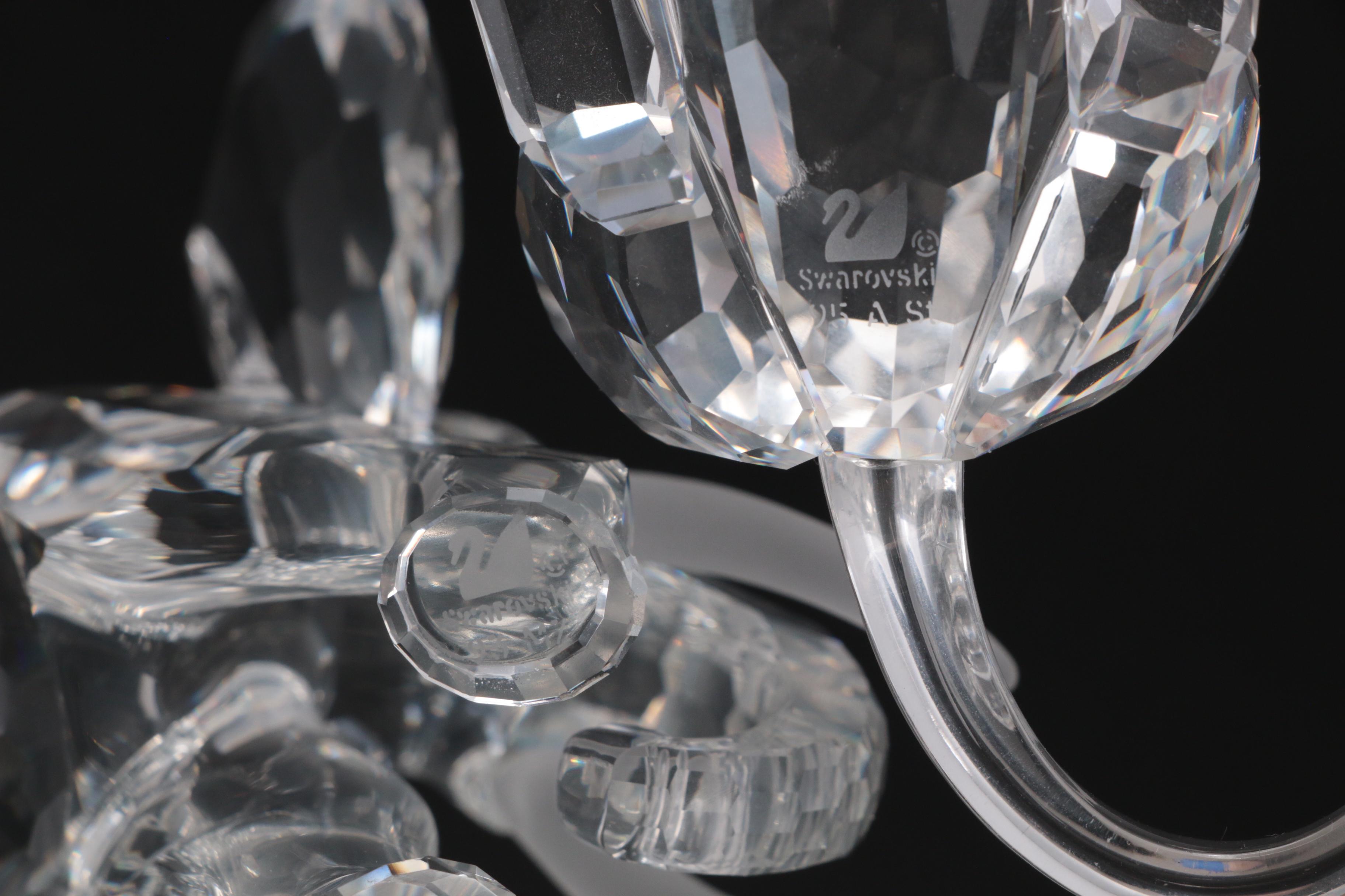 Swarovski Elephant and Lion Crystal Figurines, Late 20th Century