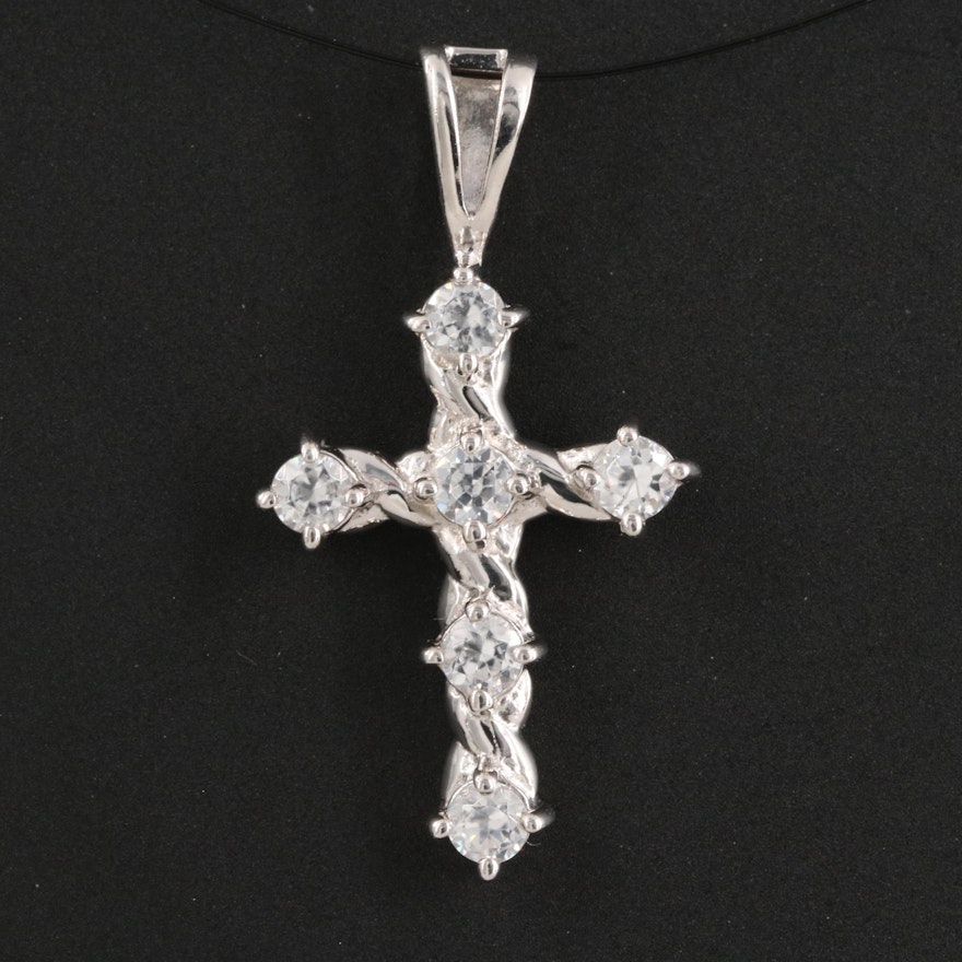 Sterling Silver Zircon Cross Pendant