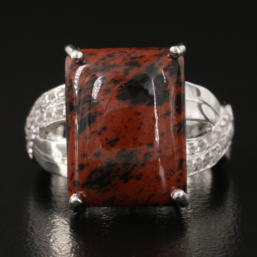Mahogany Obsidian with Topaz Sterling Ring