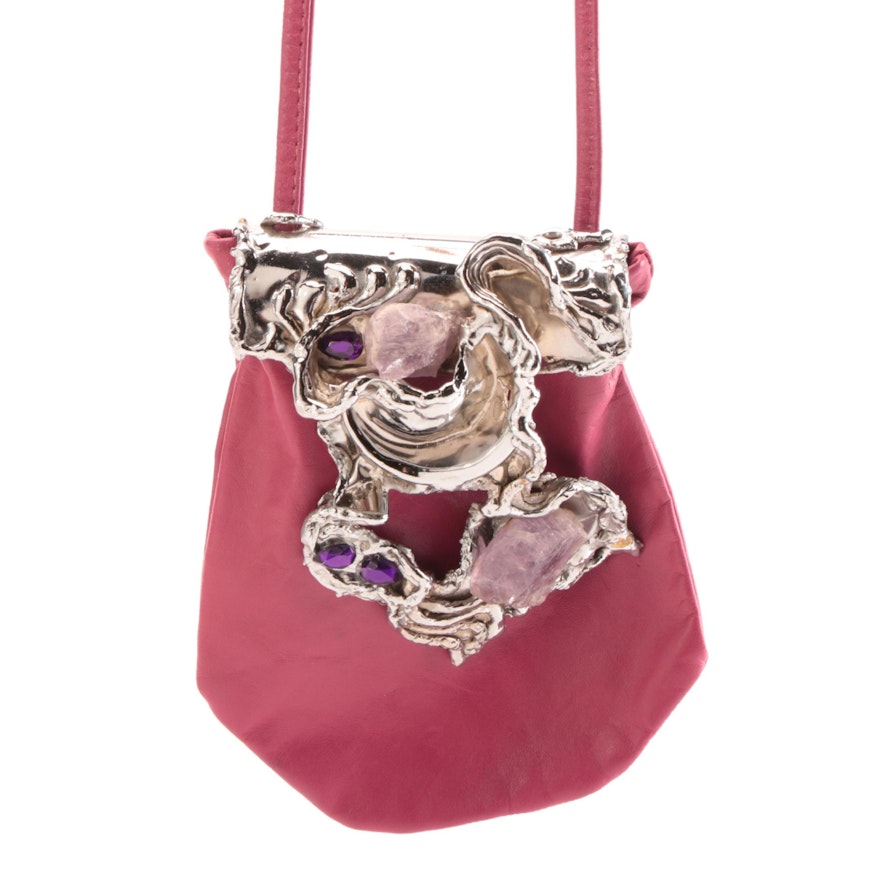 Carvalhu Rio Ernandes Copa Collection Amethyst and Leather Crossbody Bag