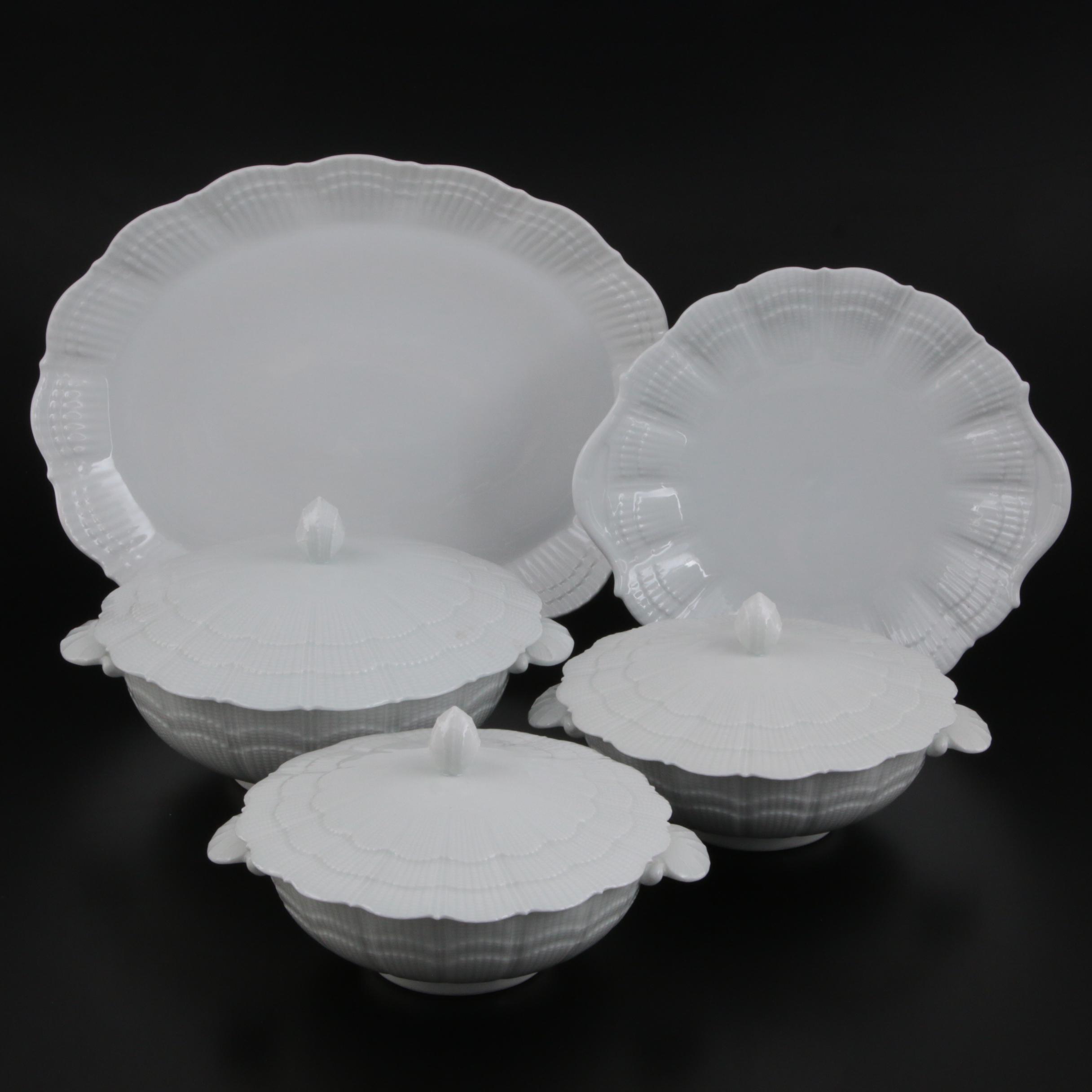 Giraud Limoges "Corail White" Porcelain Serveware