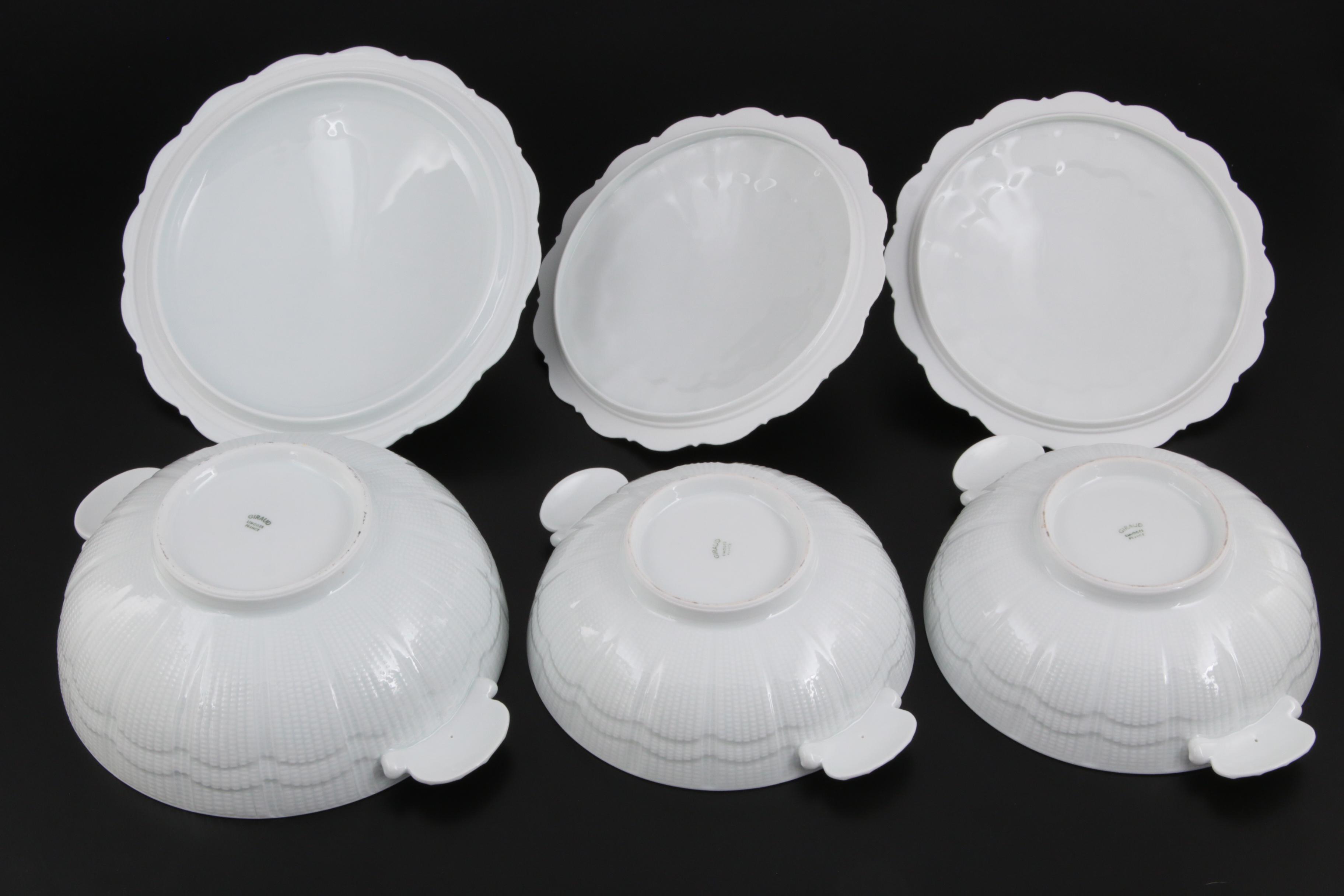 Giraud Limoges "Corail White" Porcelain Serveware