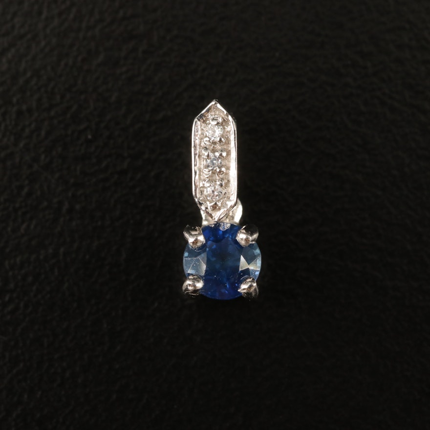 Sterling Sapphire and White Zircon Pendant