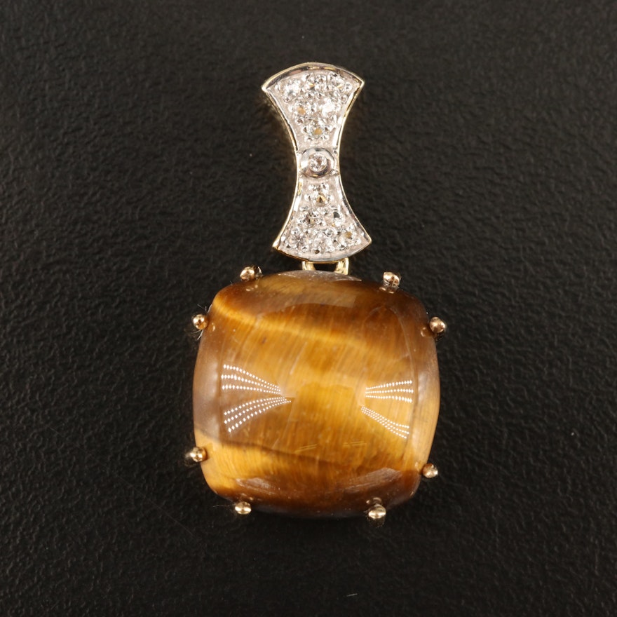 Sterling Tiger's Eye and White Topaz Pendant