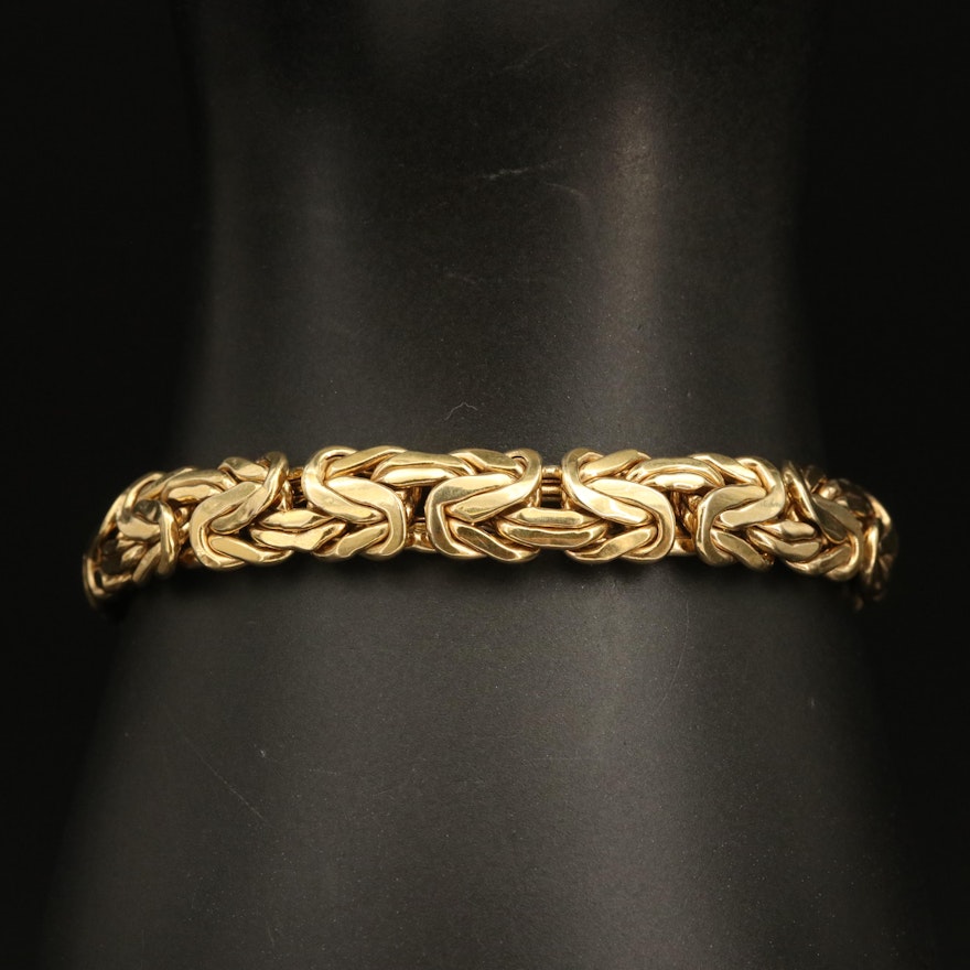 14K Gold Flat Byzantine Chain Bracelet
