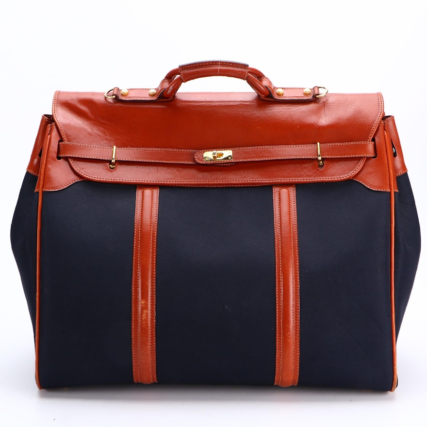Asprey & Garrard Large Travel Bag in Canvas and Leather