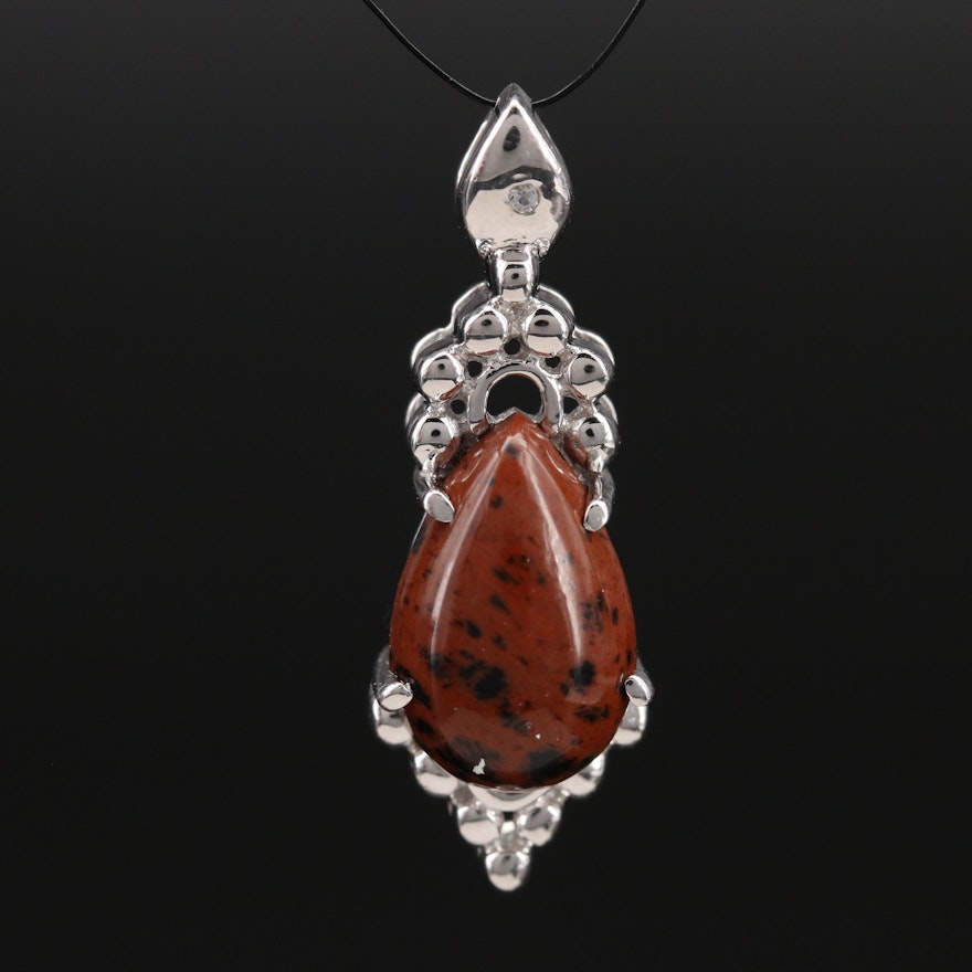 Sterling Mahogany Obsidian and Topaz Pendant