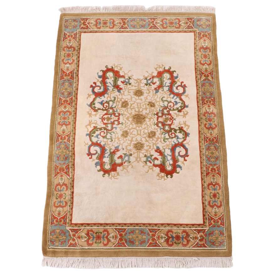 5'10 x 9'5 Hand-Knotted Indian Carved Pile Area Rug