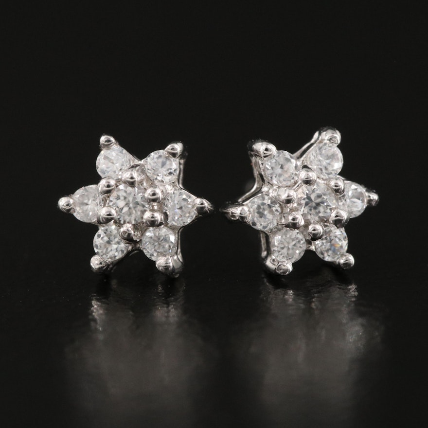 Sterling Silver Zircon Stud Earrings