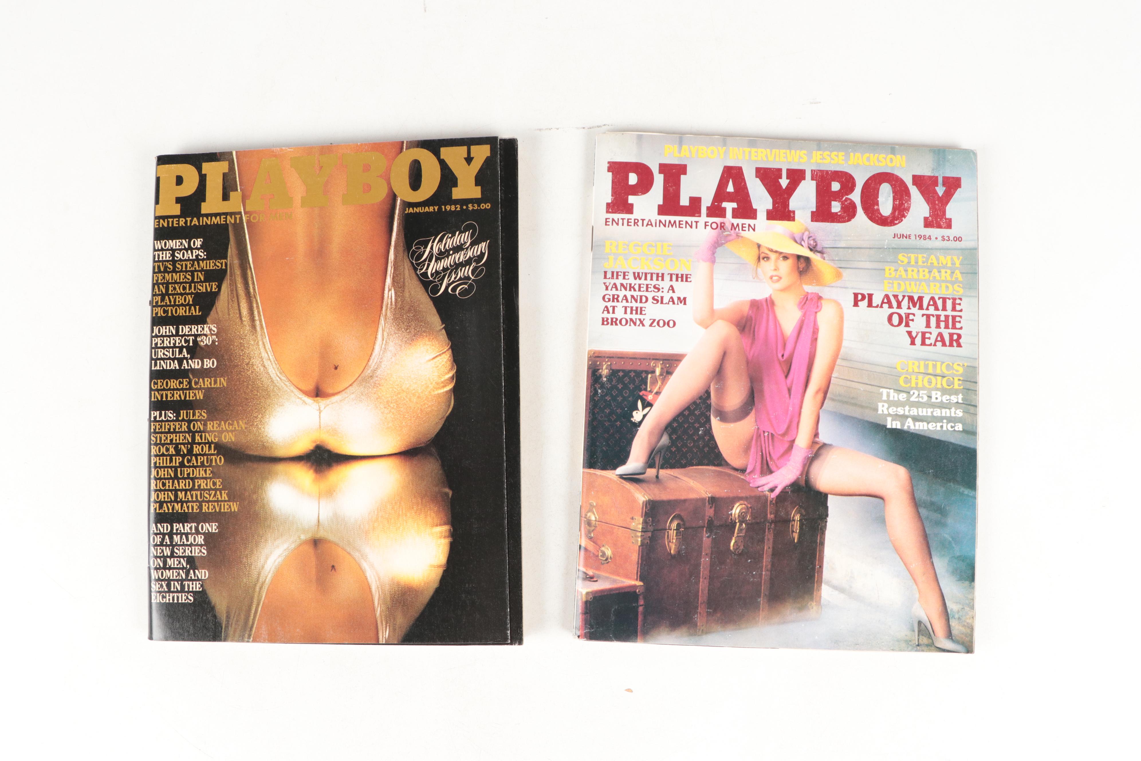 "Playboy" Magazines Featuring the 30th Anniversary Issue and Others, 1980s
