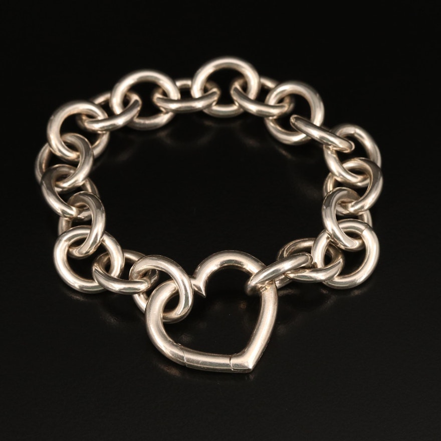 Tiffany & Co. Sterling Heart and Cable Link Bracelet