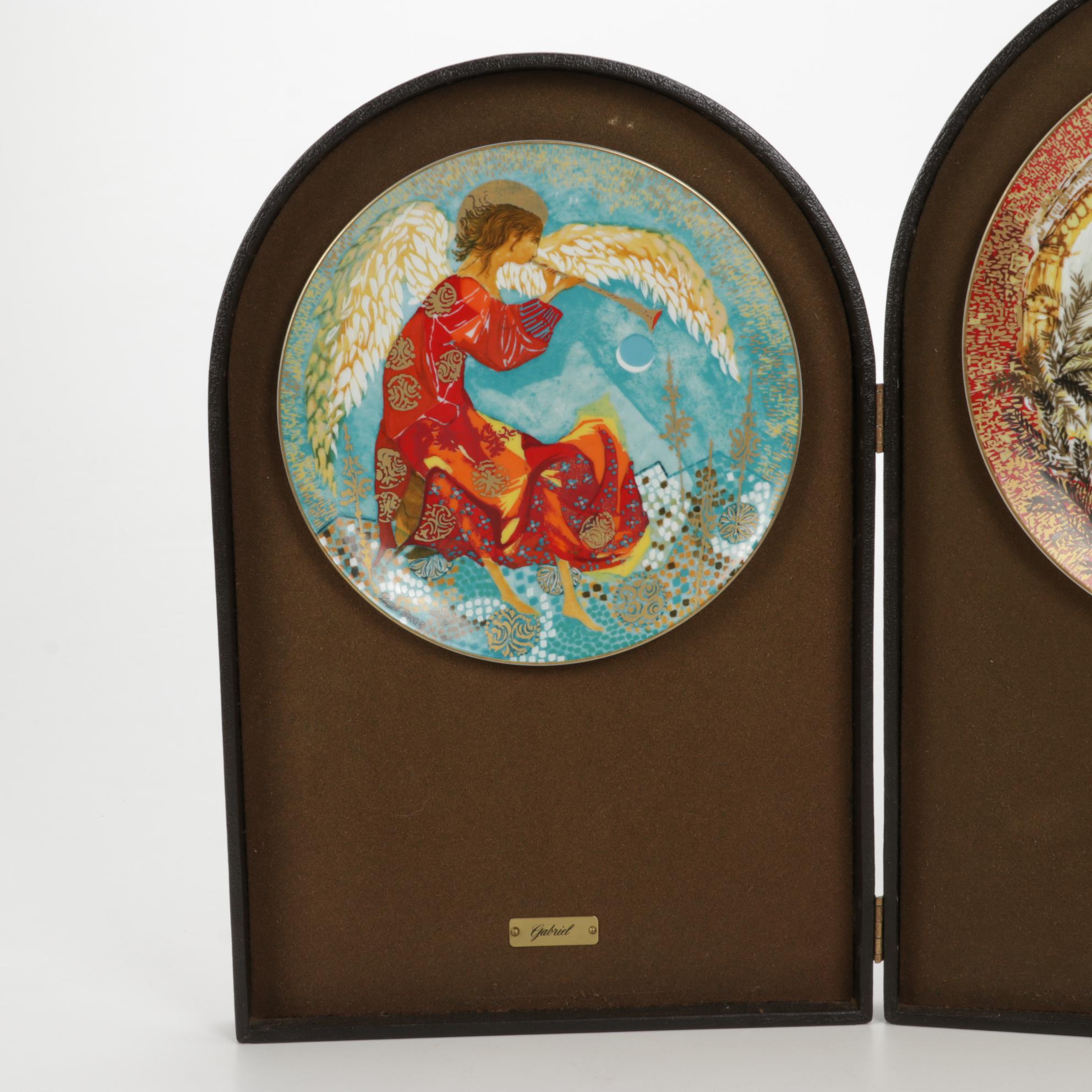 Anna Perenna "The Byzantine Triptych" Collector Plates on Folding Display Stand
