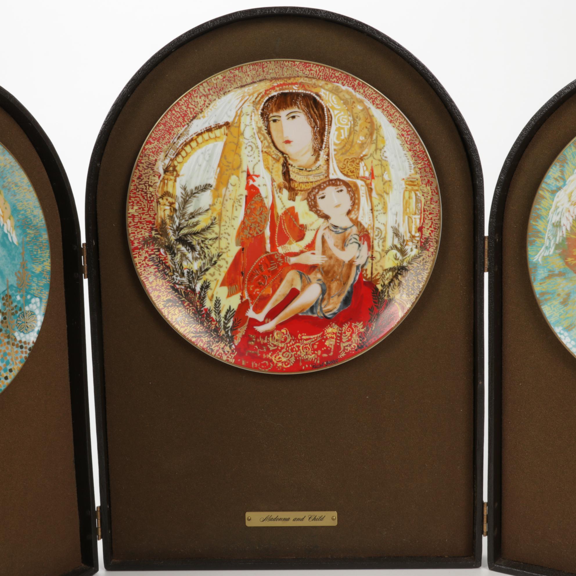Anna Perenna "The Byzantine Triptych" Collector Plates on Folding Display Stand